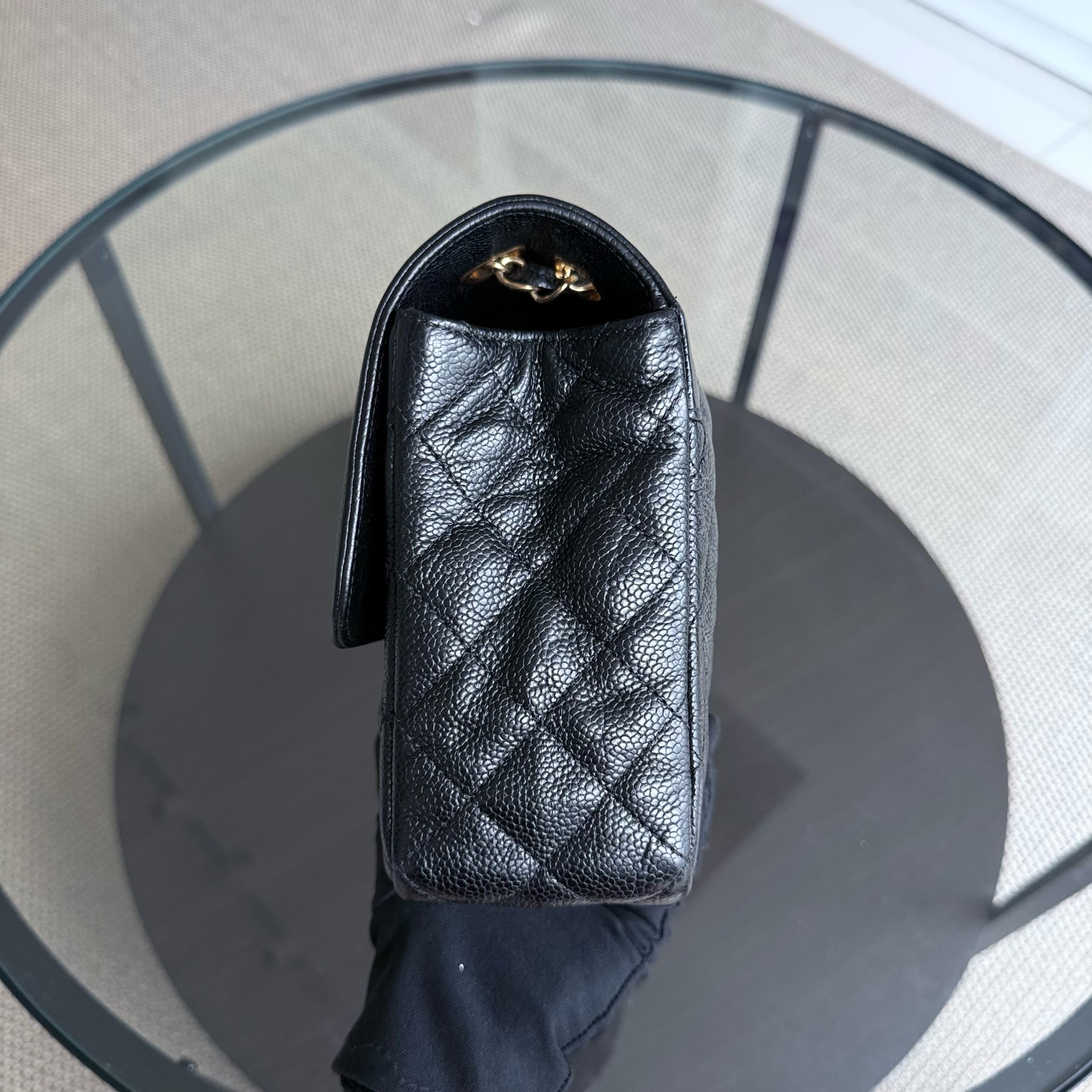 Chanel Seasonal Two-Tone Flap - Caviar 28CM Quilted Black Gold Hardware Series 21