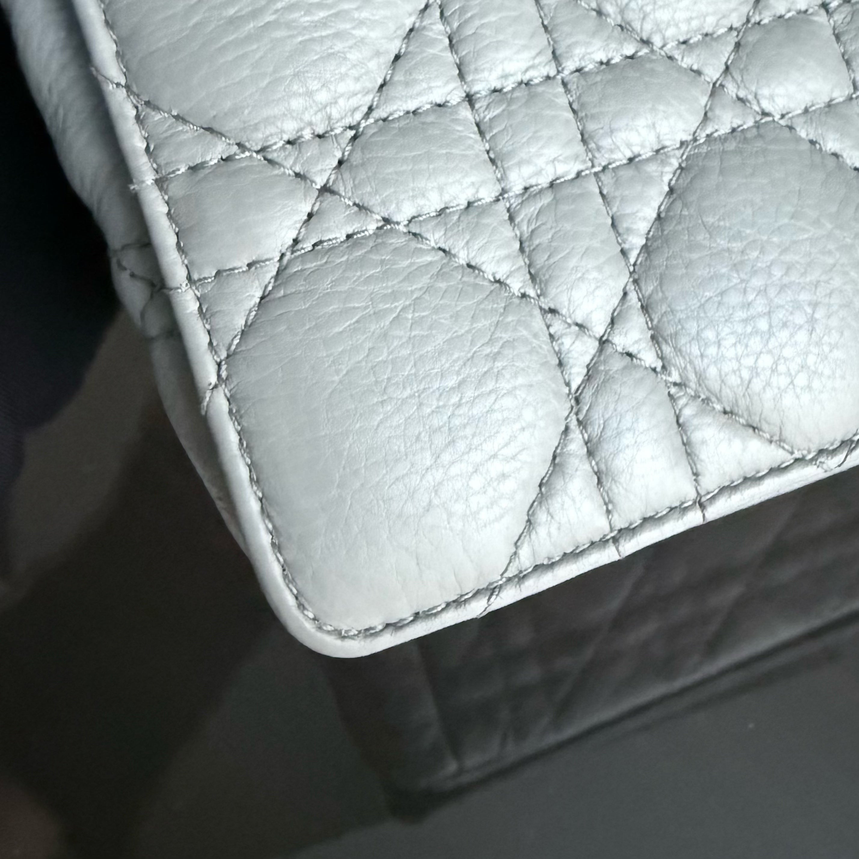 Dior Caro Large - Cannage Calfskin Grey Gray Gold Hardware