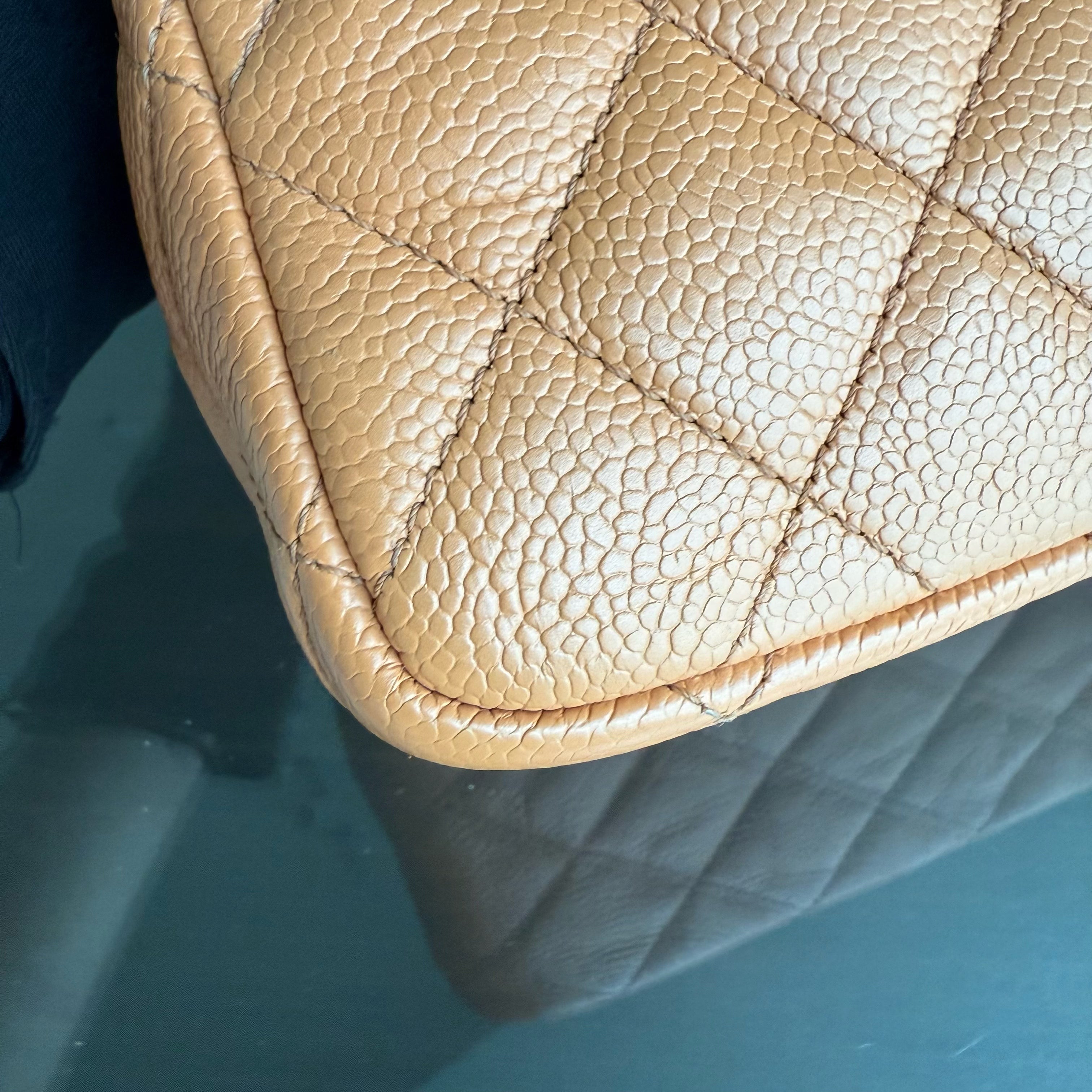 Chanel Seasonal Flap Two-tone - Caviar Quilted Caramel Orange Gold Hardware Series 21