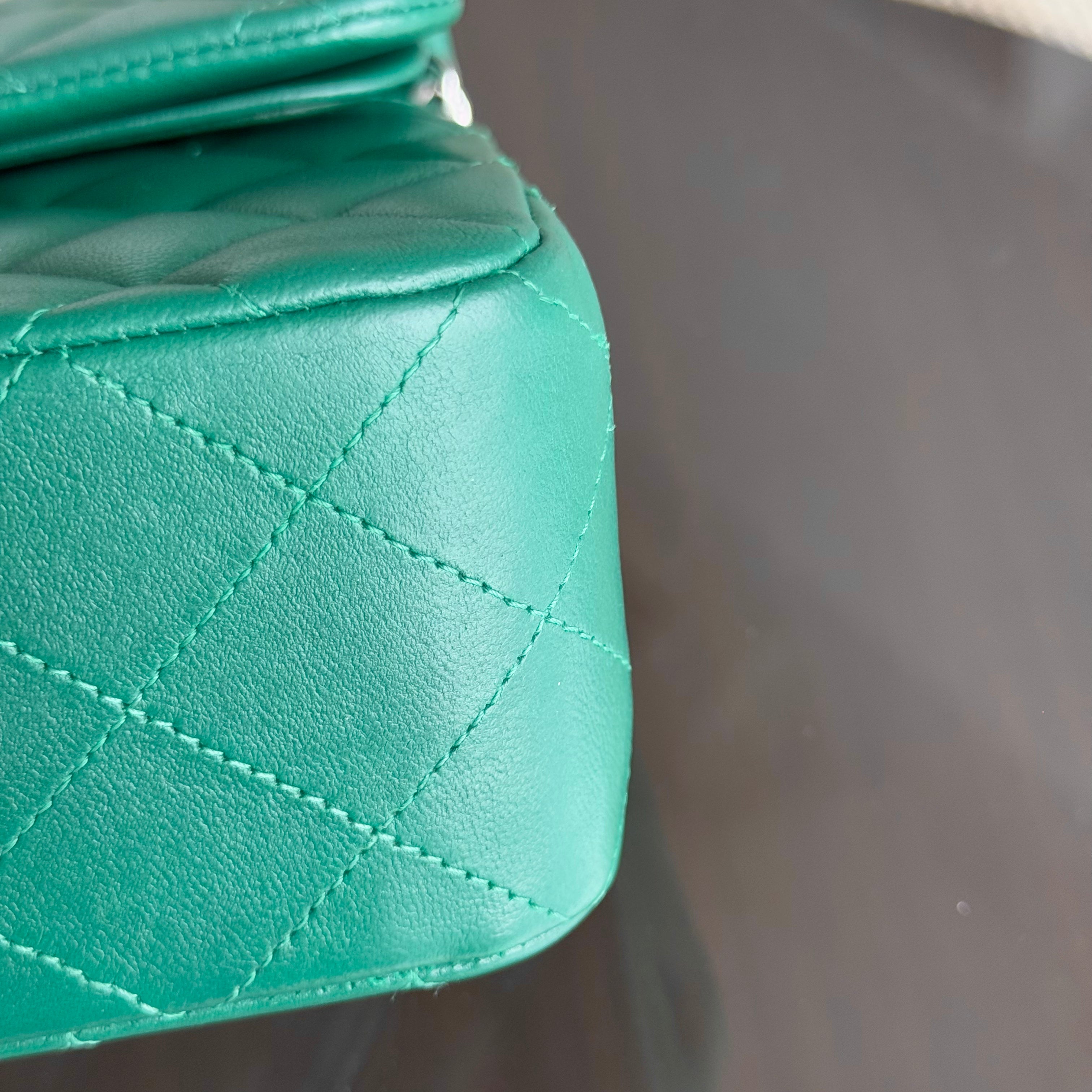 Chanel Classic Flap Small - Lambskin 23CM Quilted Double Flap Dark Green Silver Hardware Series 25