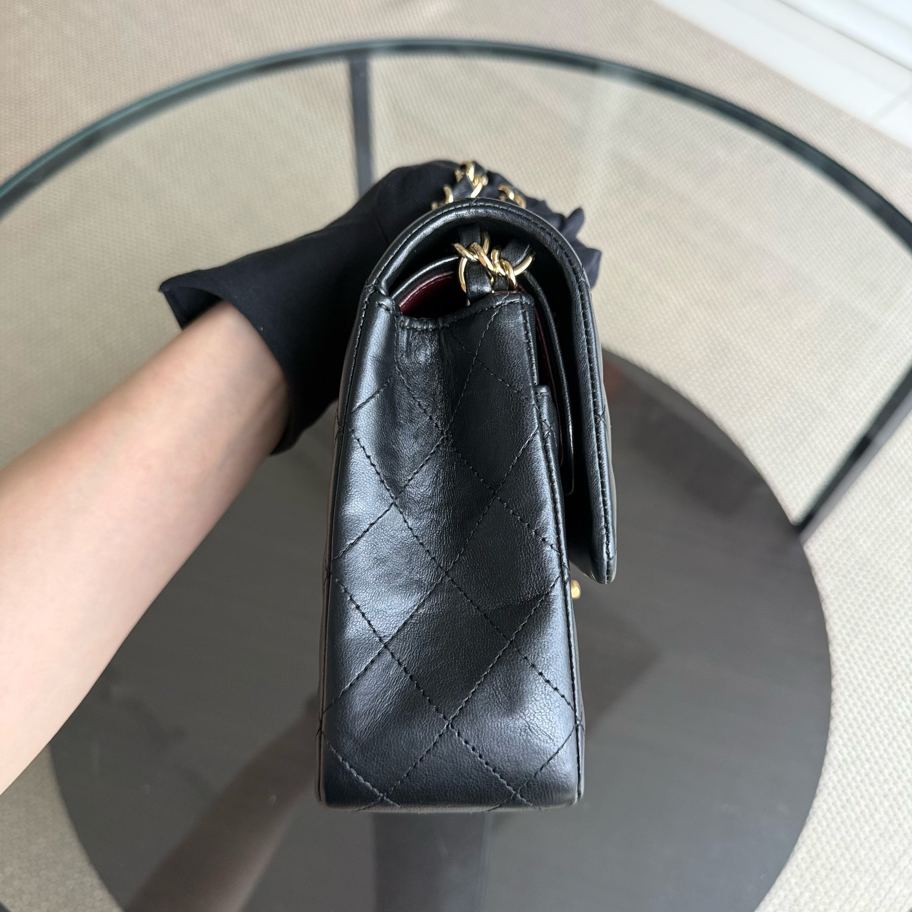 Chanel Classic Flap Medium - 25CM Quilted Lambskin Black Gold Hardware Series 18