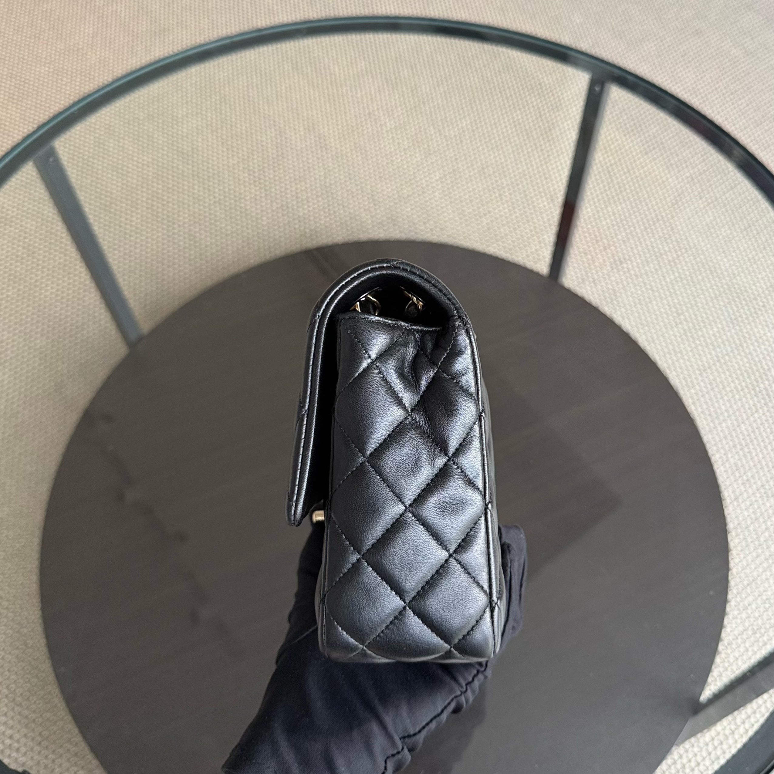 Chanel Classic Flap Medium - Special Valentine Edition 25CM Quilted Lambskin Black Gold Hardware Series 19