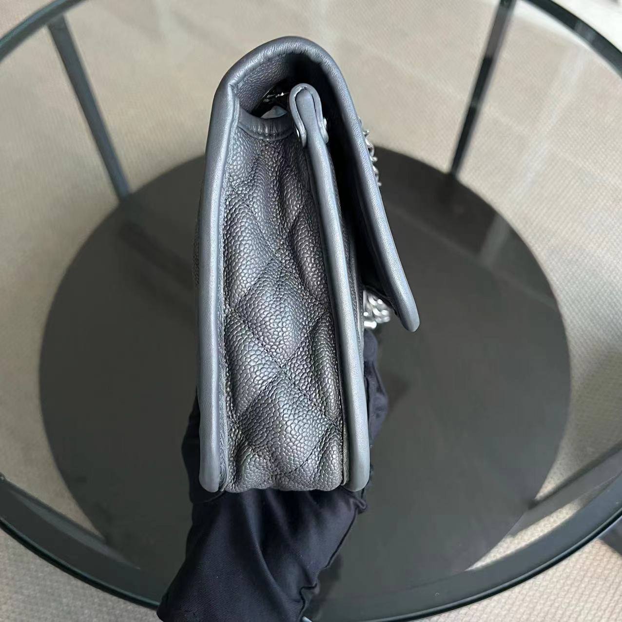 Caviar French Riviera Medium 25CM Dark Grey Gray Silver Hardware Series 19