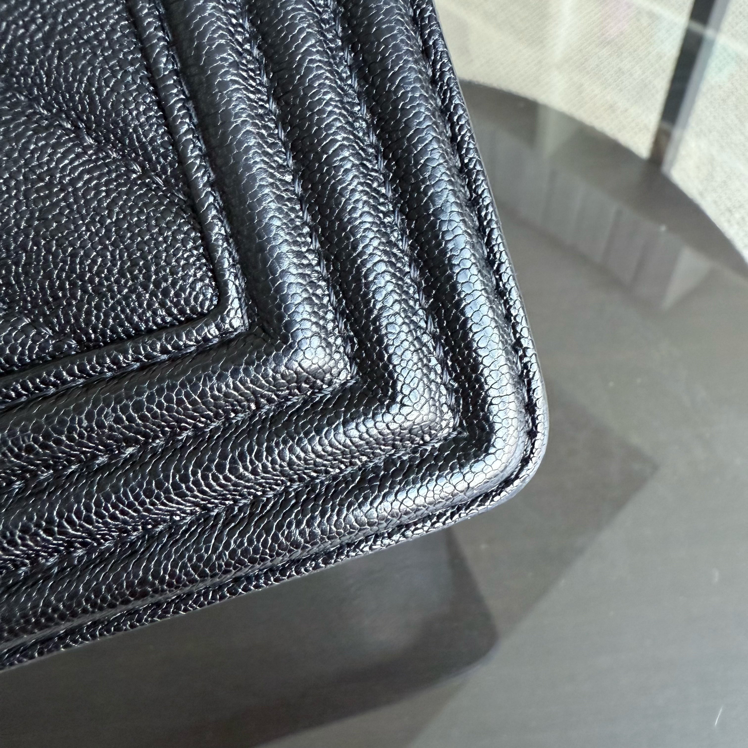 Chanel Boy Medium - Caviar 25CM Chevron Black Gold Hardware Series 26