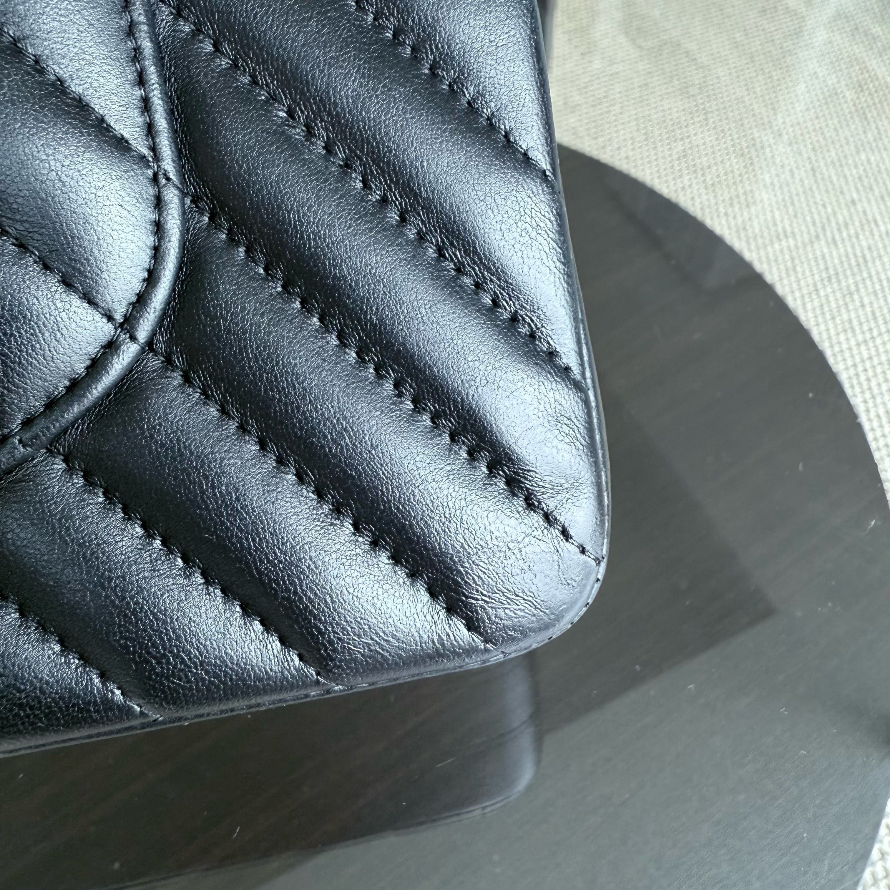 Chanel Classic Flap Medium - 25CM Chevron Lambskin Black Gold Hardware Series 23