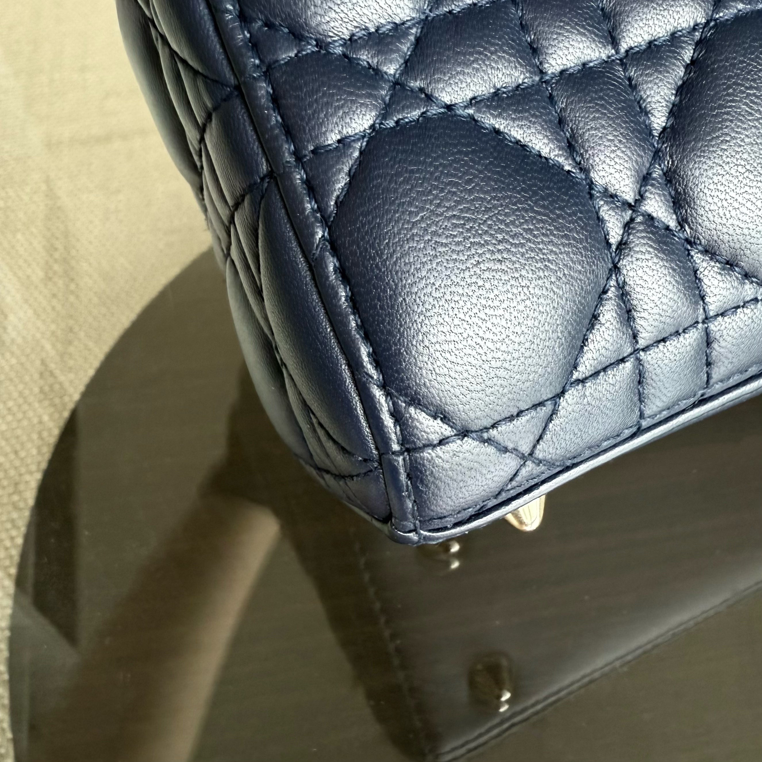 Dior Lady Small Flap - Cannage Lambskin Dark Blue Gold Hardware