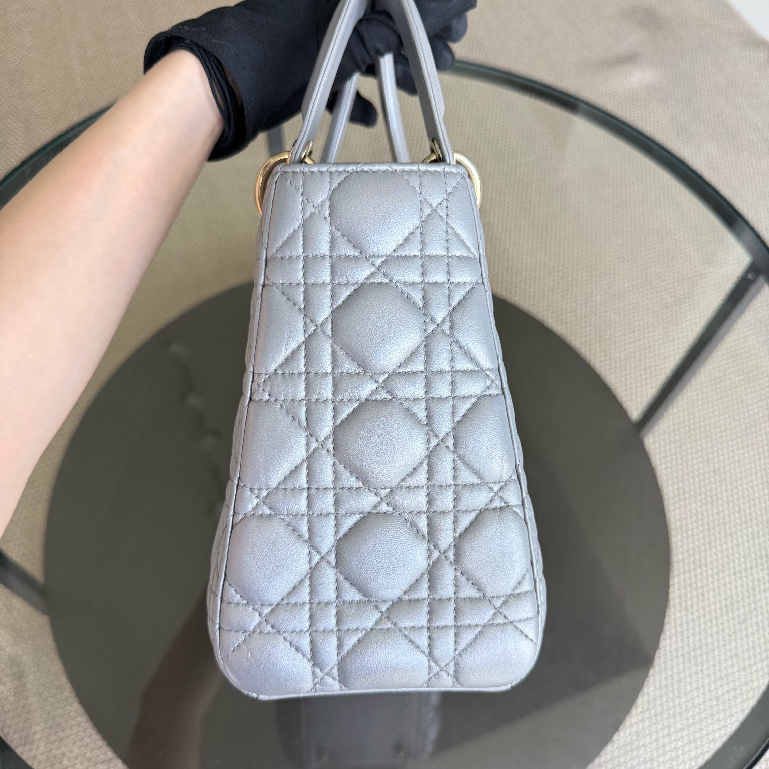 Dior Lady Medium - Cannage Lambskin Silver Gold Hardware