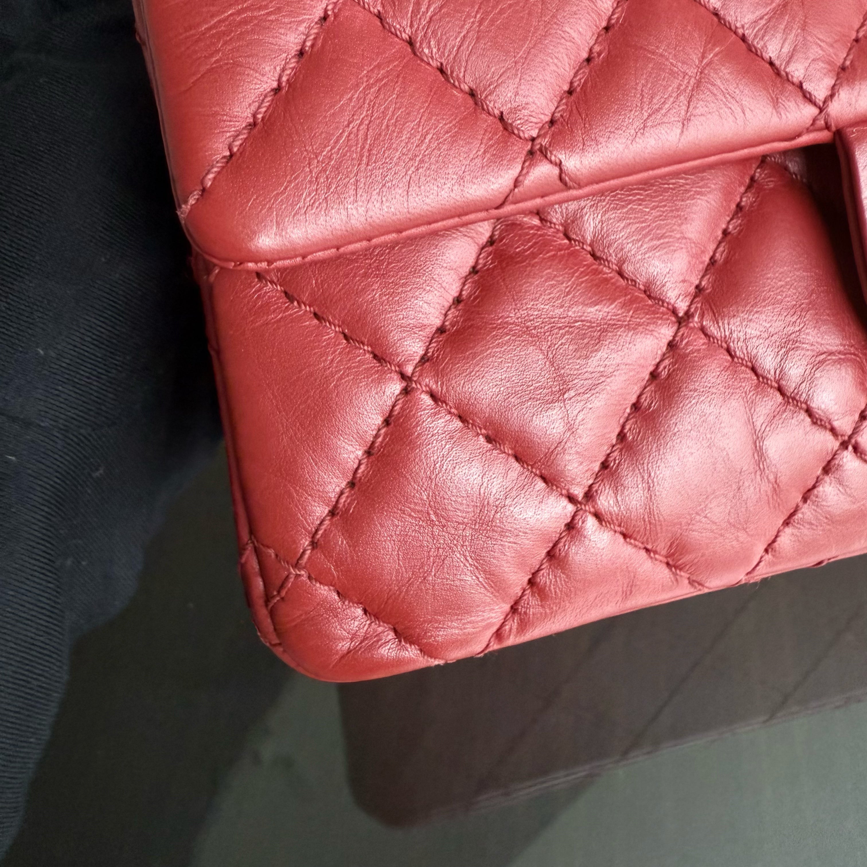 Chanel 2.55 Reissue Mini - 20CM Quilted Aged Calfskin Red Ruthenium Silver Hardware Series 16