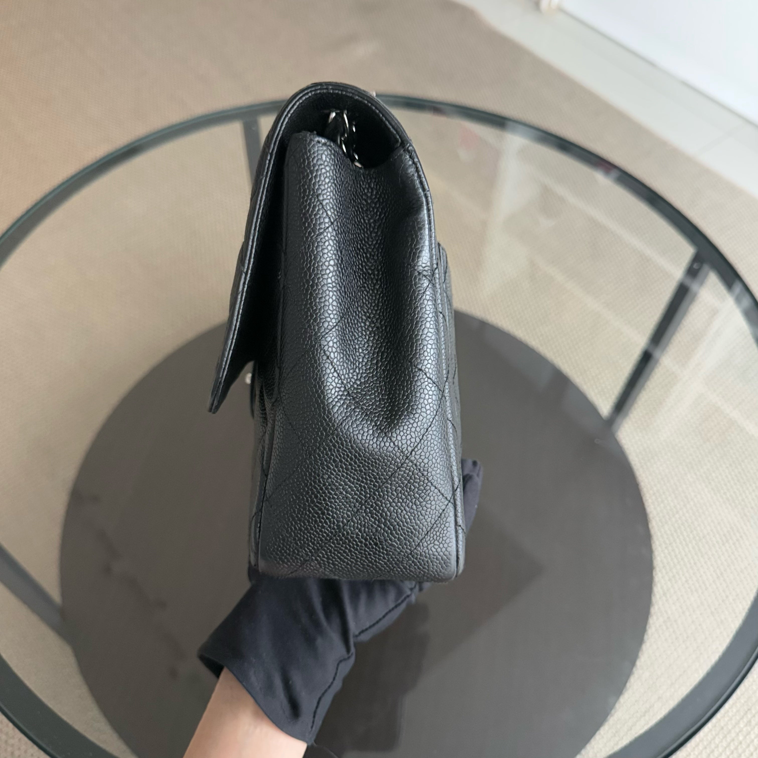 Chanel Classic Flap Jumbo - Caviar 30CM Quilted Black Silver Hardware Series 12