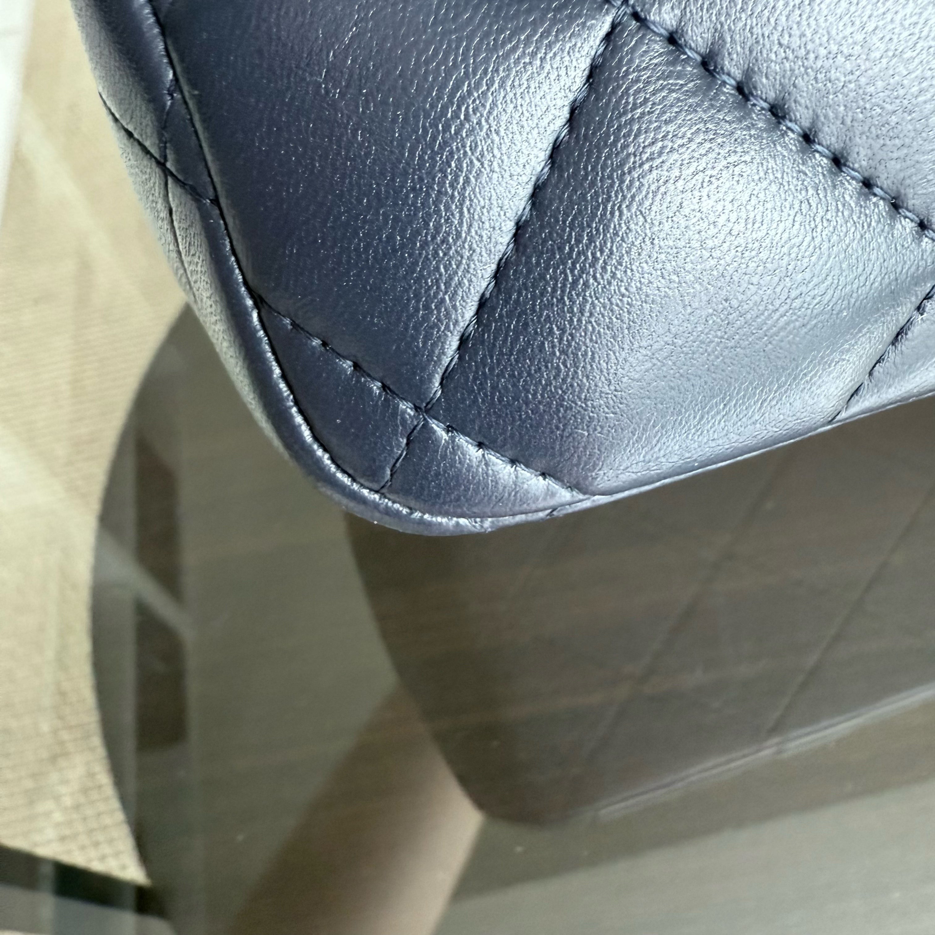 Chanel Classic Flap Jumbo - Double Flap 30CM Quilted Lambskin Dark Blue Gold Hardware Series 20