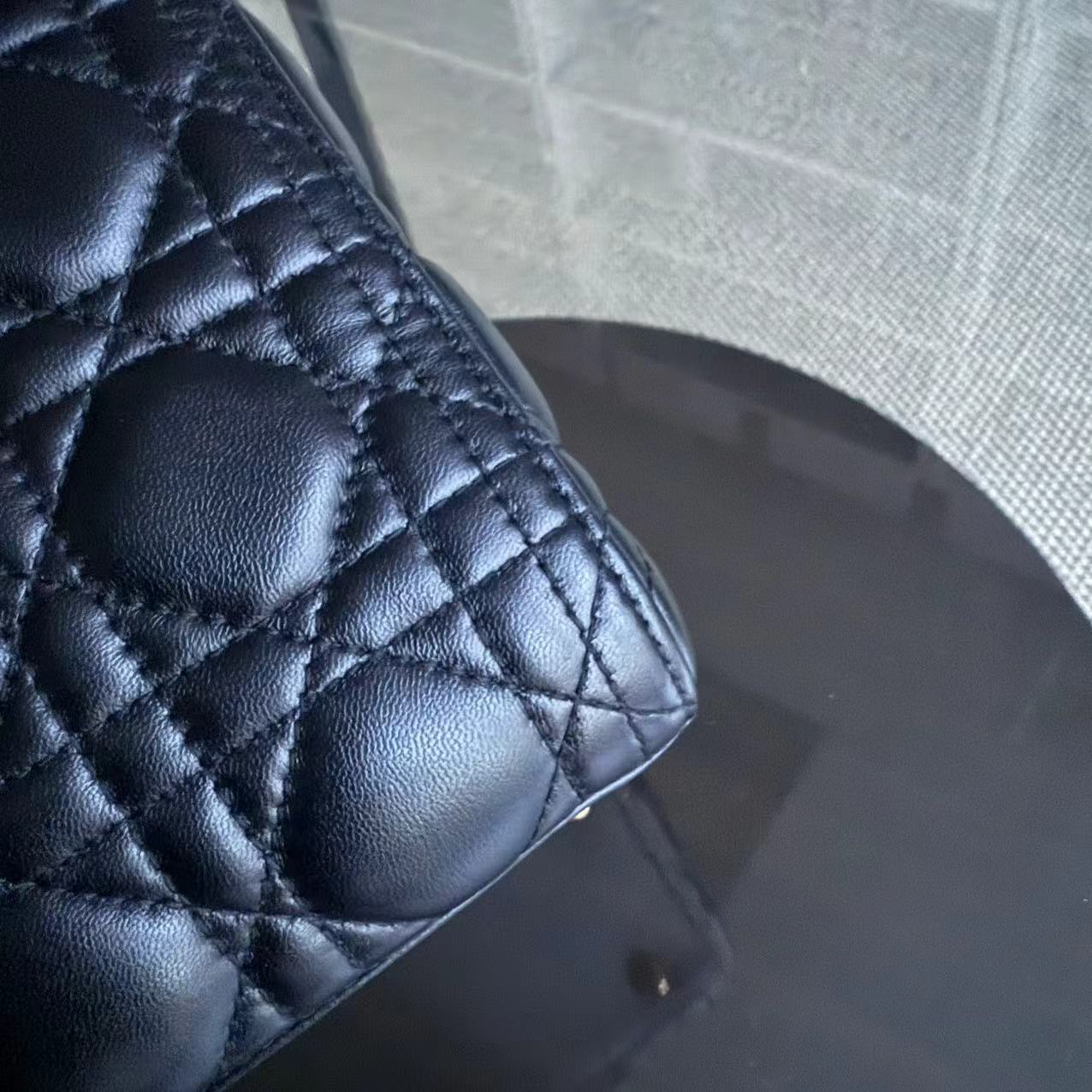 Dior Lady Medium Cannage Lambskin Black Golden Hardware