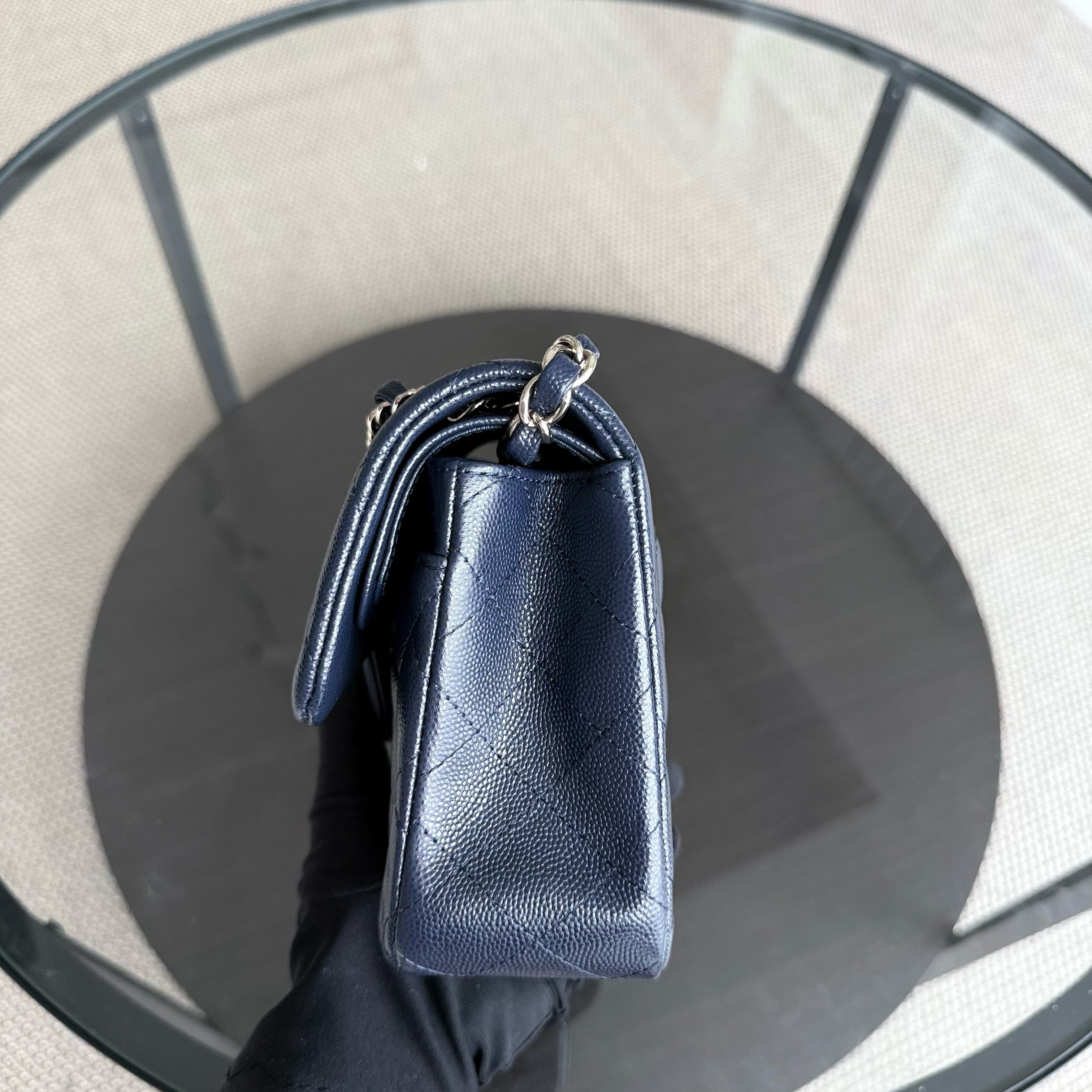 Chanel Classic Flap Small - Caivar 23CM Quilted Midnight Blue Gold Hardware Series 29