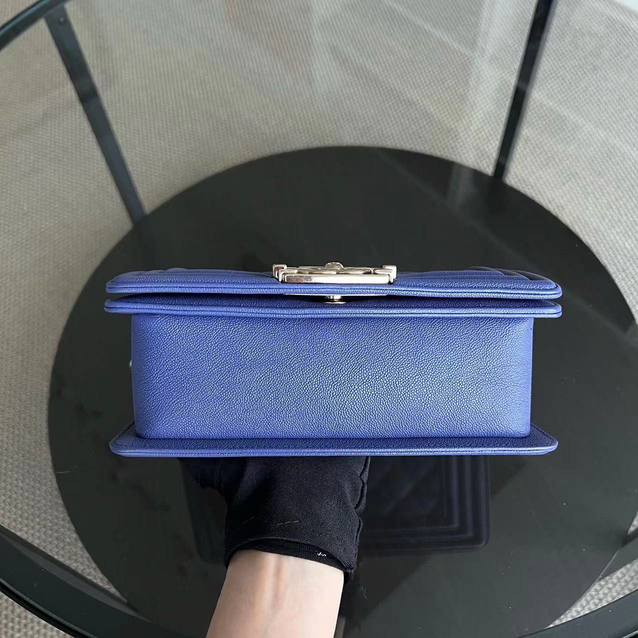 *Series 30* Caviar Boy Small Quilted Grained Calfskin Leboy Dark Blue Golden Hardware Series 30