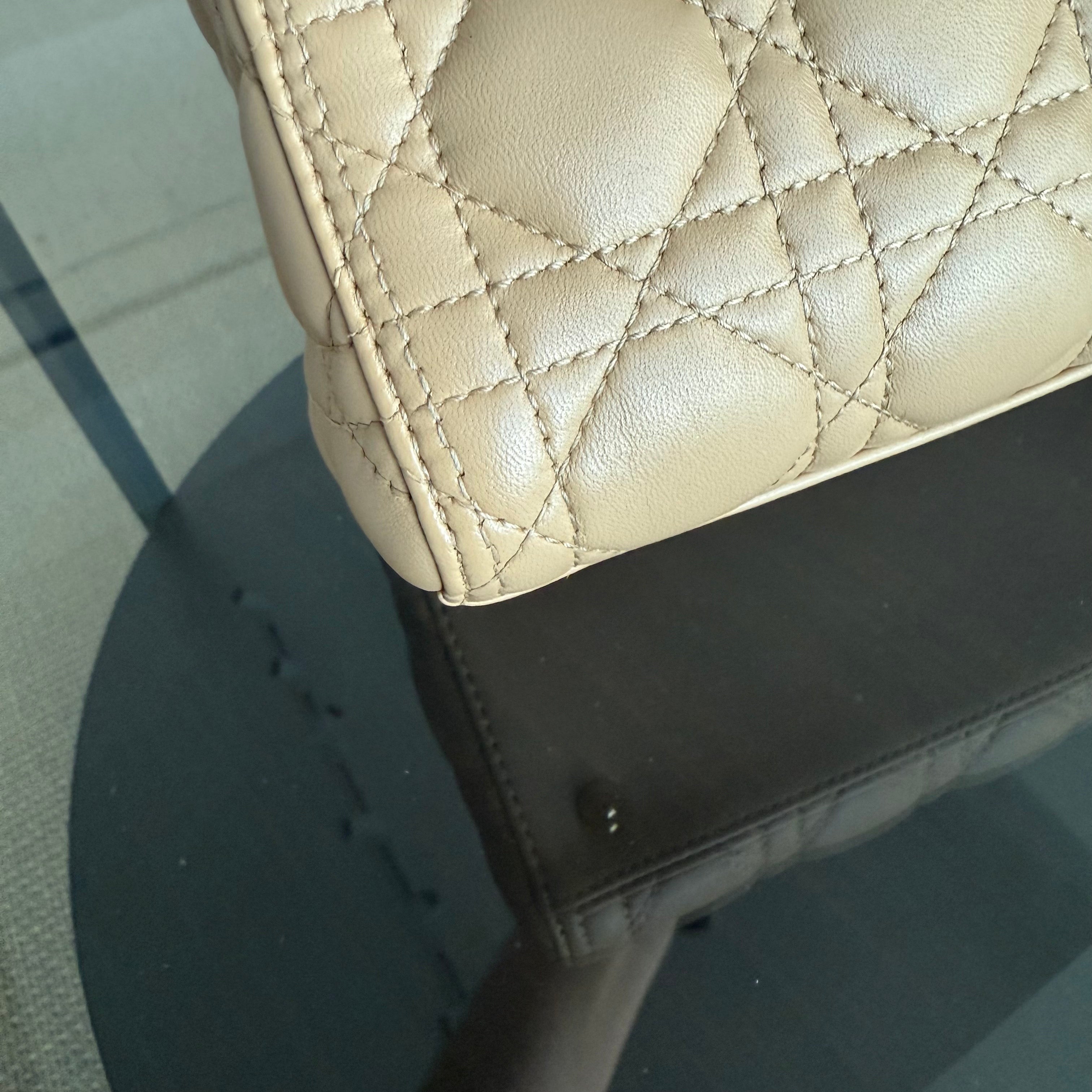Dior Lady Medium - Cannage Lambskin Beige Gold Hardware