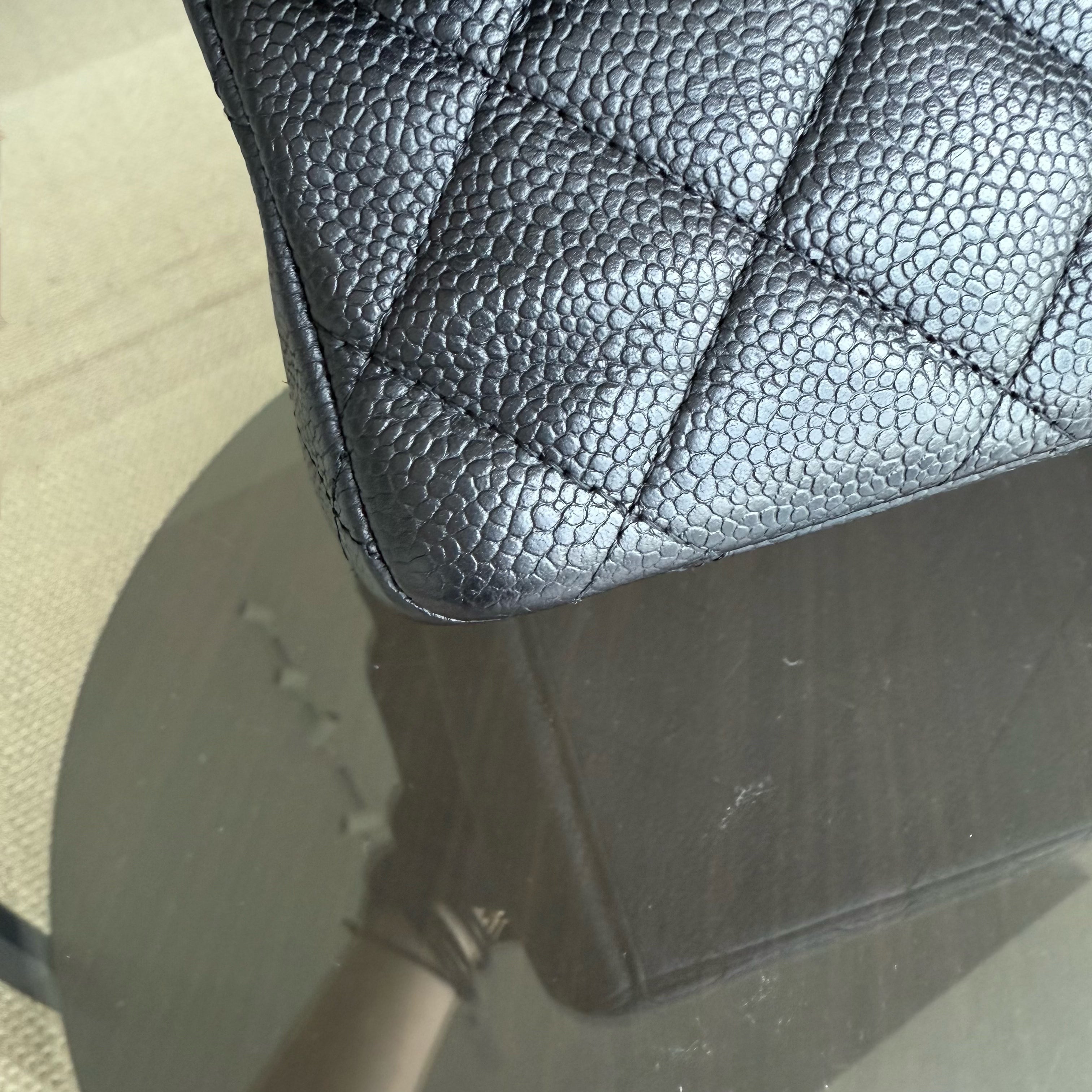Chanel Classic Flap Maxi - Caviar 33CM Single Flap Quilted Black Silver Harware Series 13
