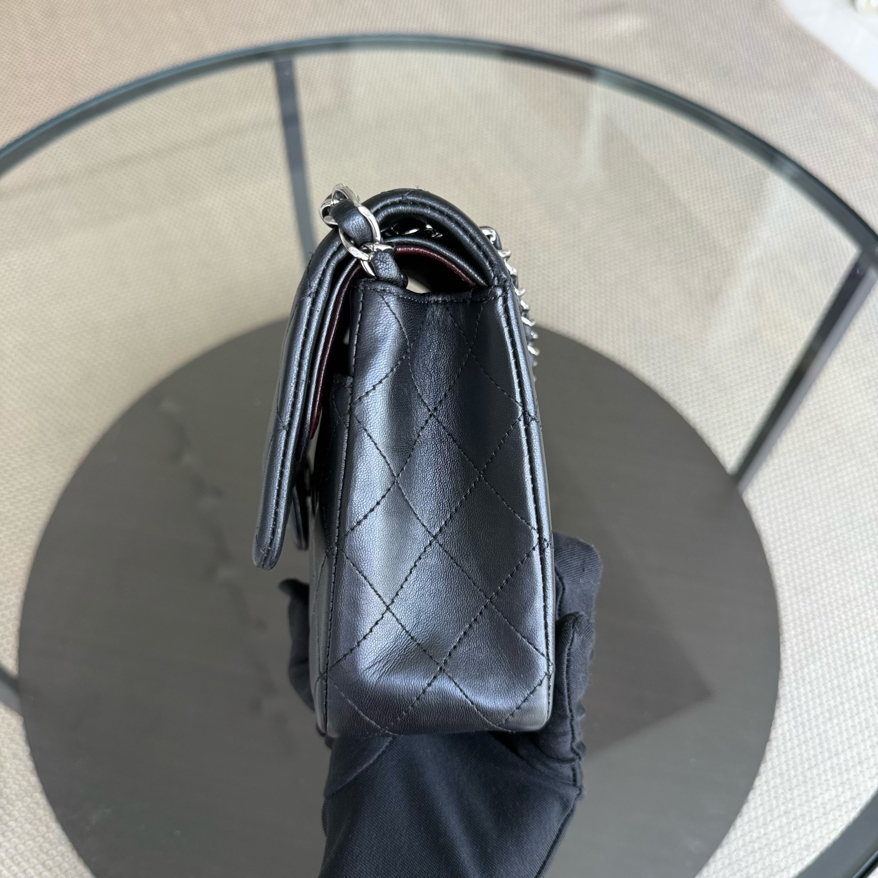 Chanel Classic Flap Medium - 25CM Quilted Lambskin Black Silver Hardware Series 13