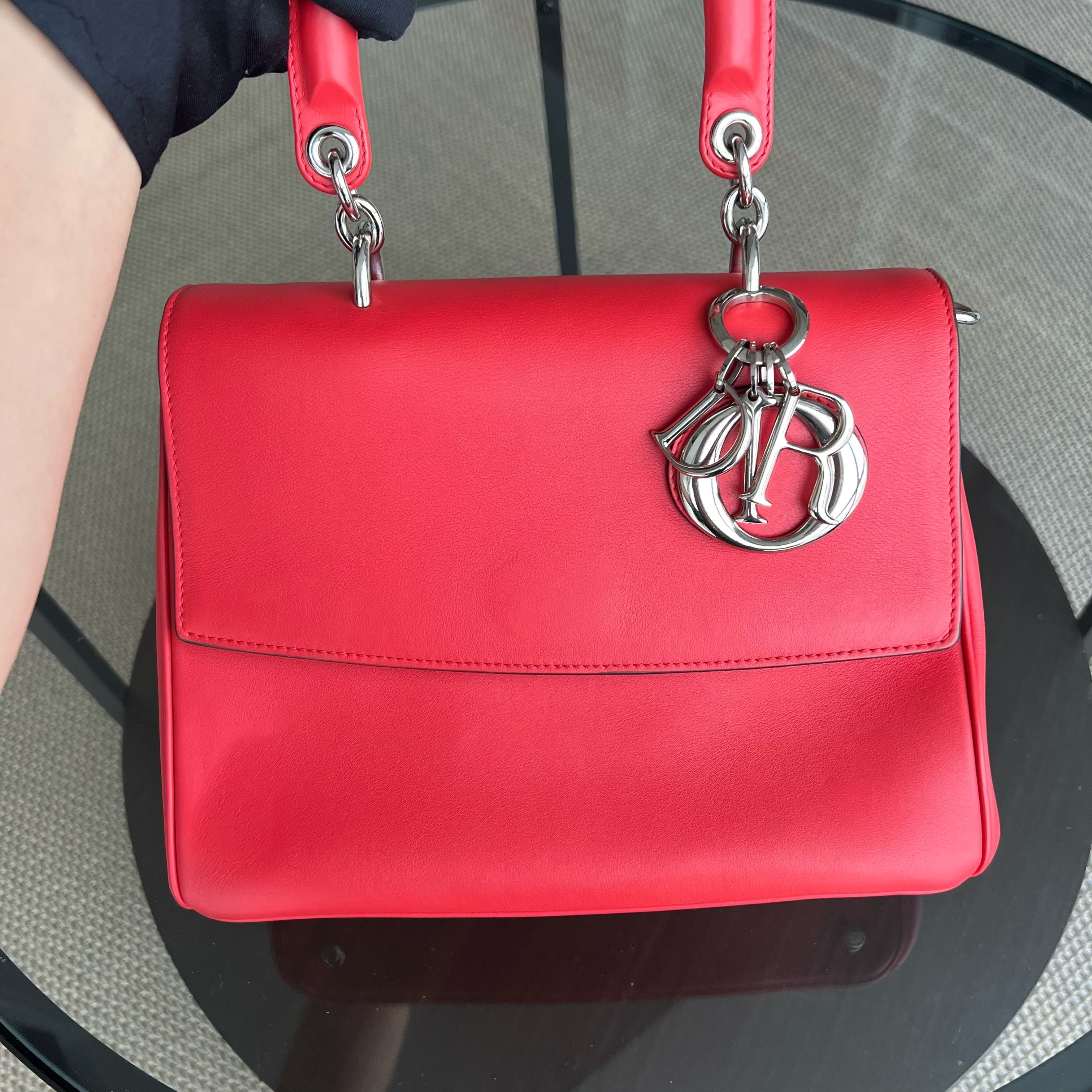 Dior Be Dior Medium Smooth Calfskin Red Hot Pink Silver Hardware - Luxury Evermore