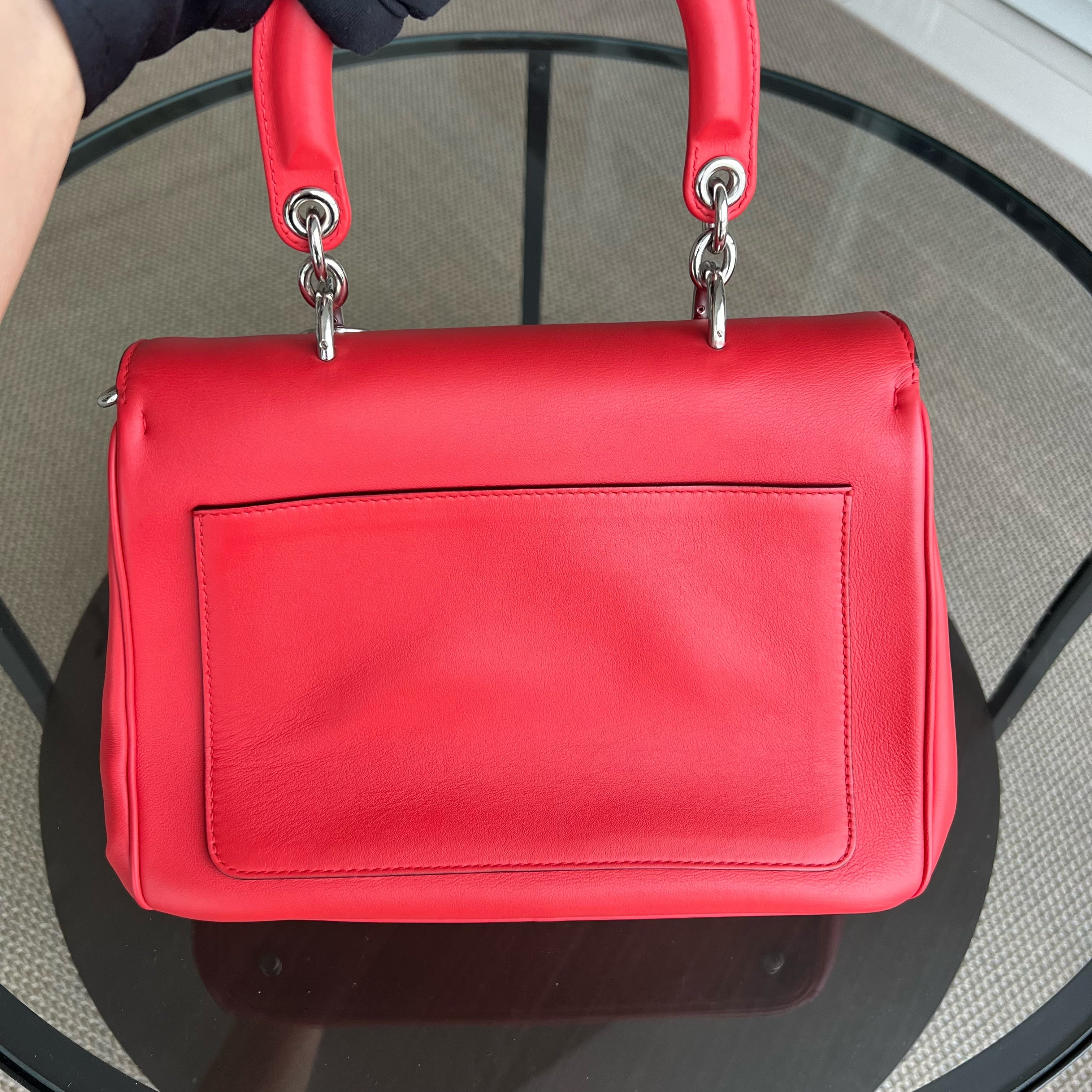 Dior Be Dior Medium Smooth Calfskin Red Hot Pink Silver Hardware - Luxury Evermore