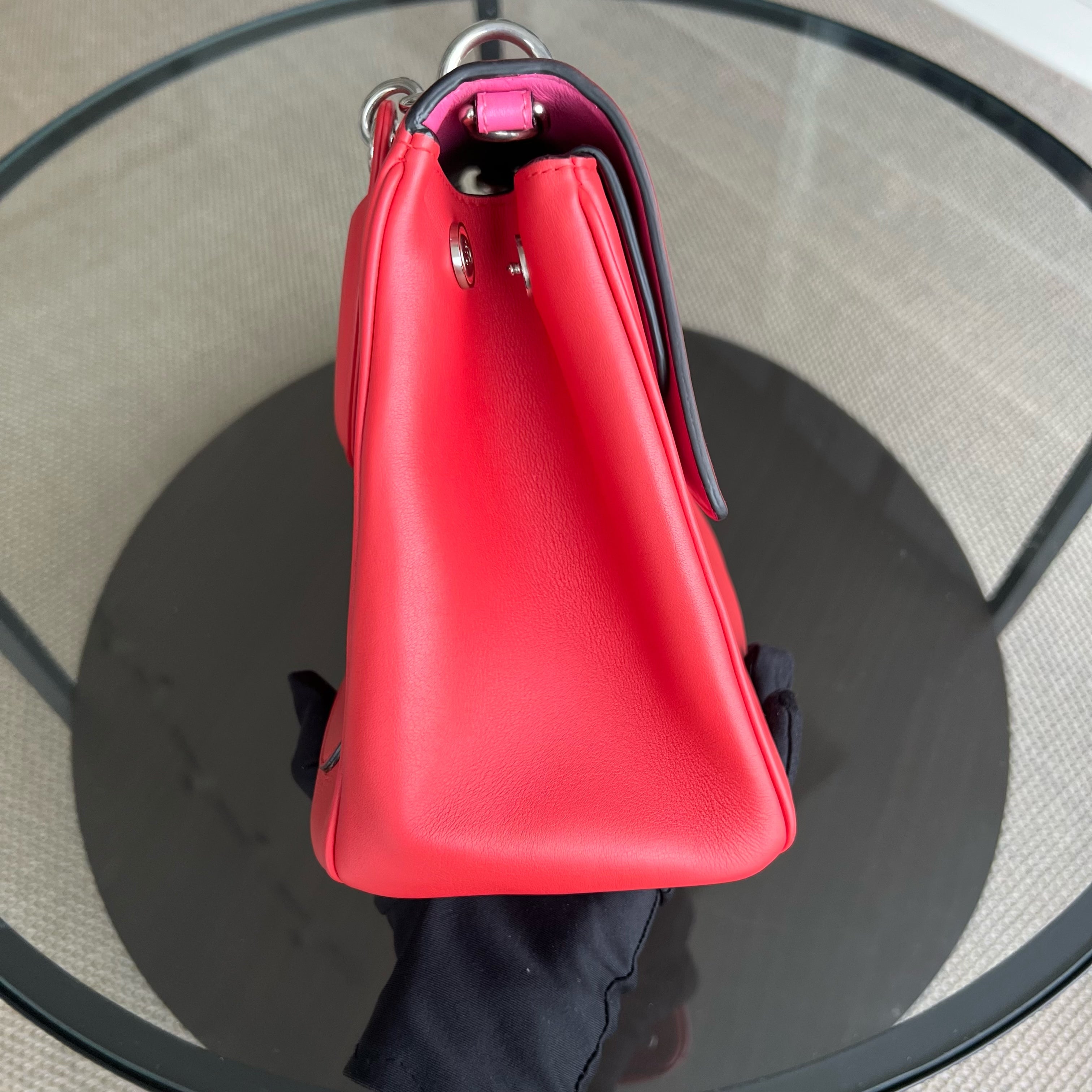 Dior Be Dior Medium Smooth Calfskin Red Hot Pink Silver Hardware - Luxury Evermore