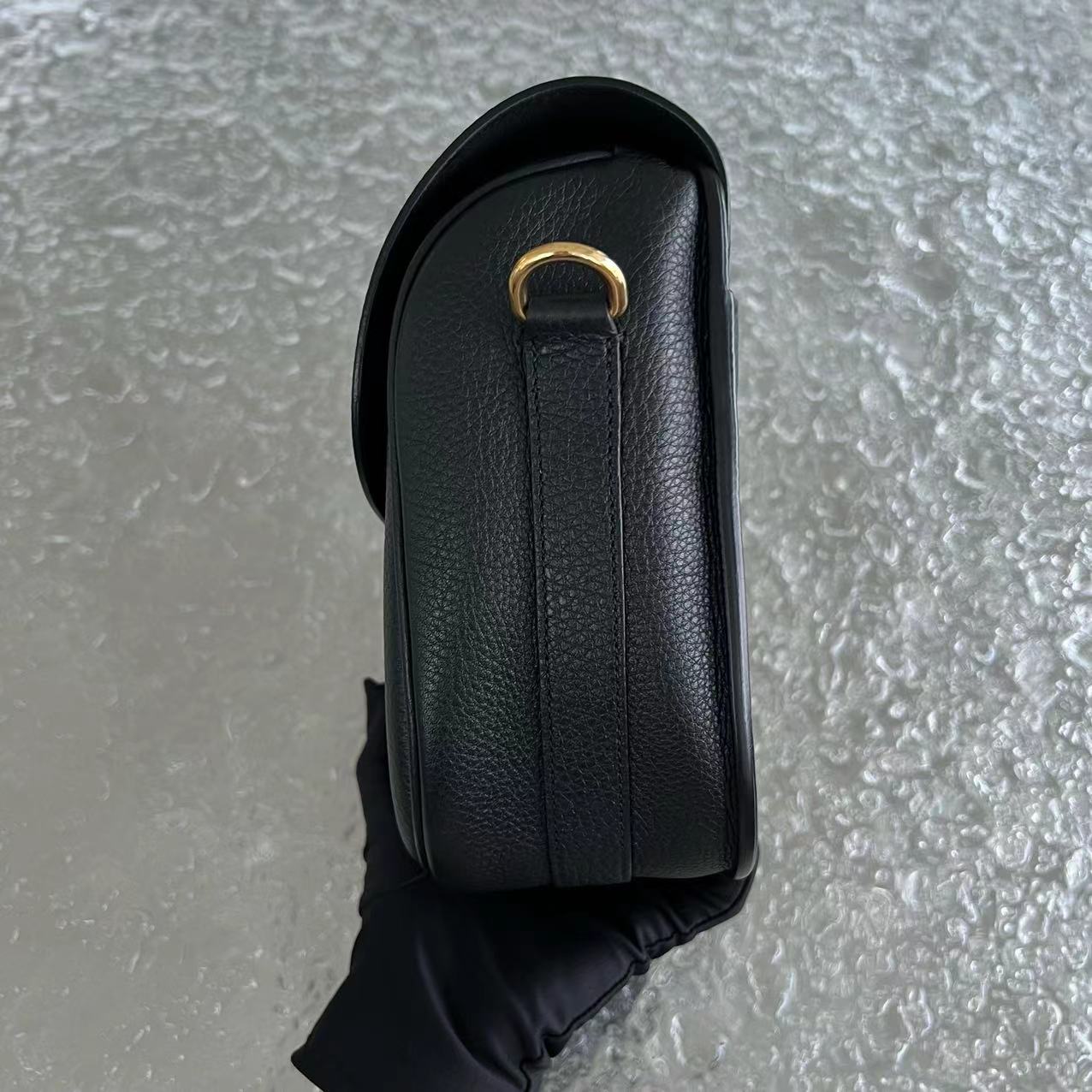 Dior Bobby Large Grained Calfskin Black Golden Hardware With Strap - Luxury Evermore
