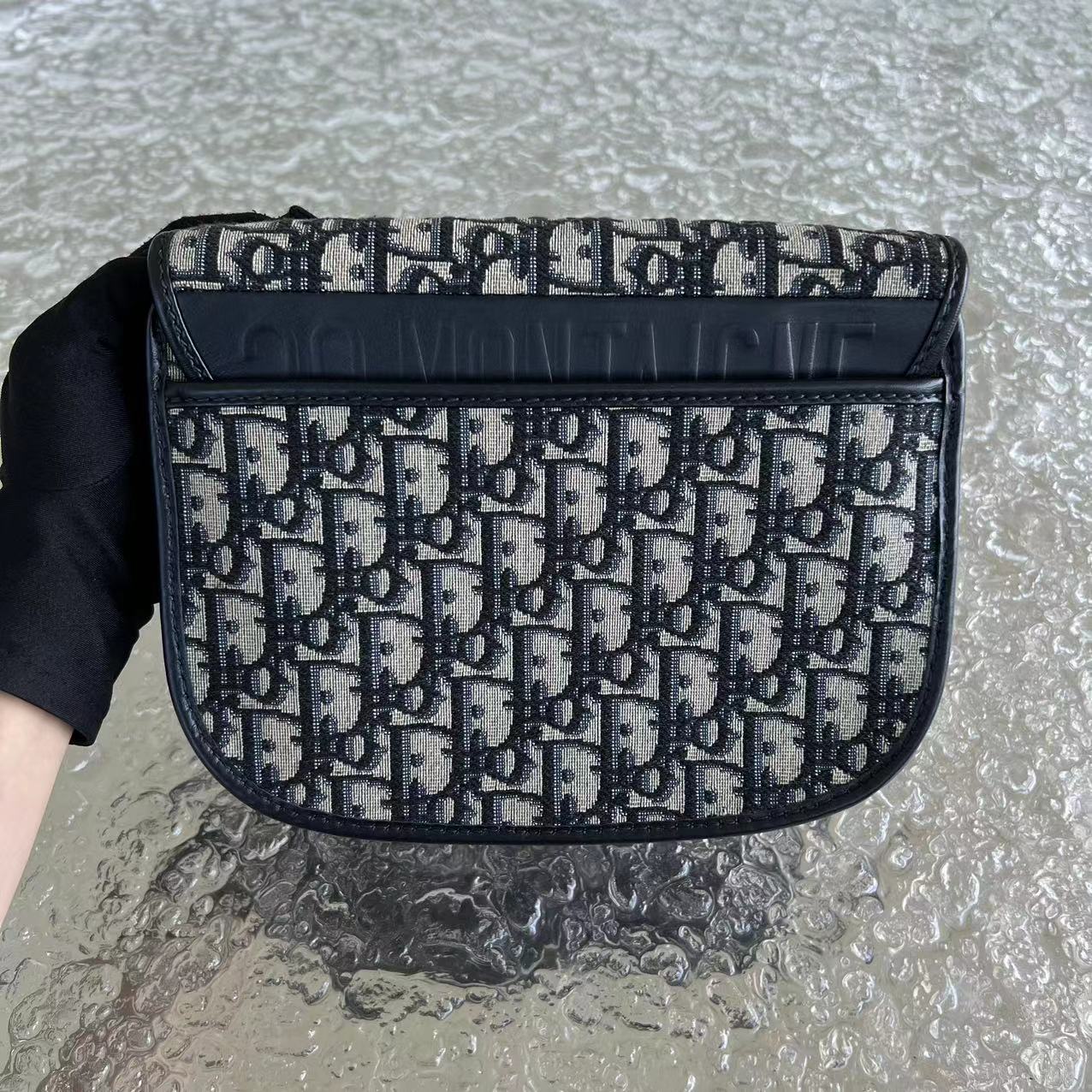 Dior Bobby Medium Oblique Monogram Canvas Dark Blue Golden Hardware - Luxury Evermore
