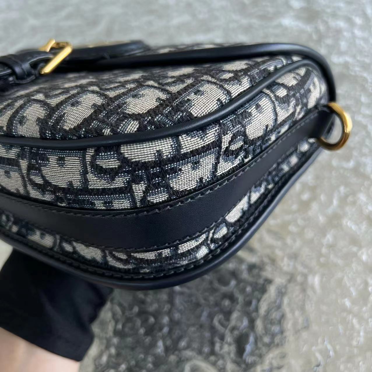 Dior Bobby Medium Oblique Monogram Canvas Dark Blue Golden Hardware - Luxury Evermore