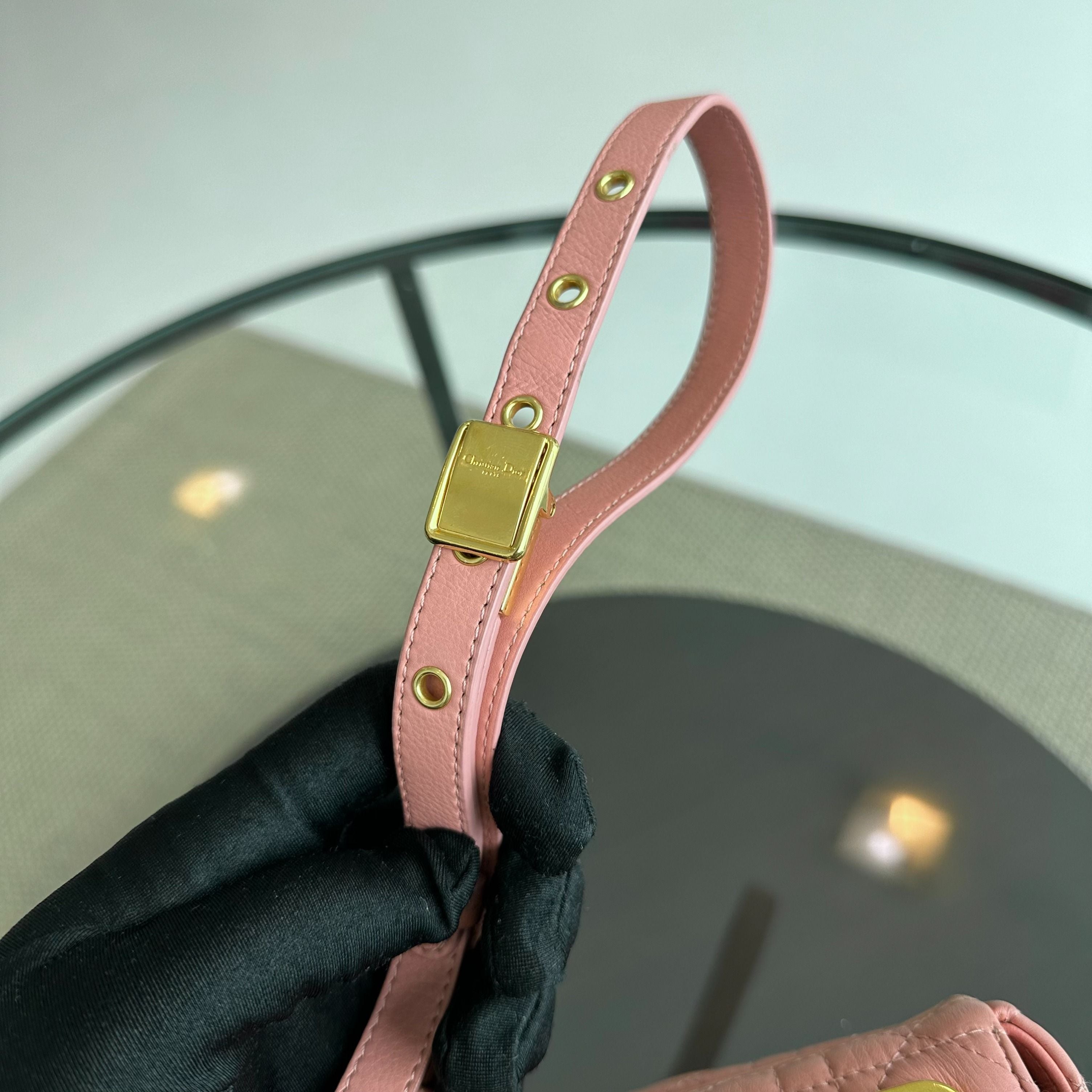 Dior Caro Small Cannage Flap Bag Light Pink Calfskin GHW - Luxury Evermore