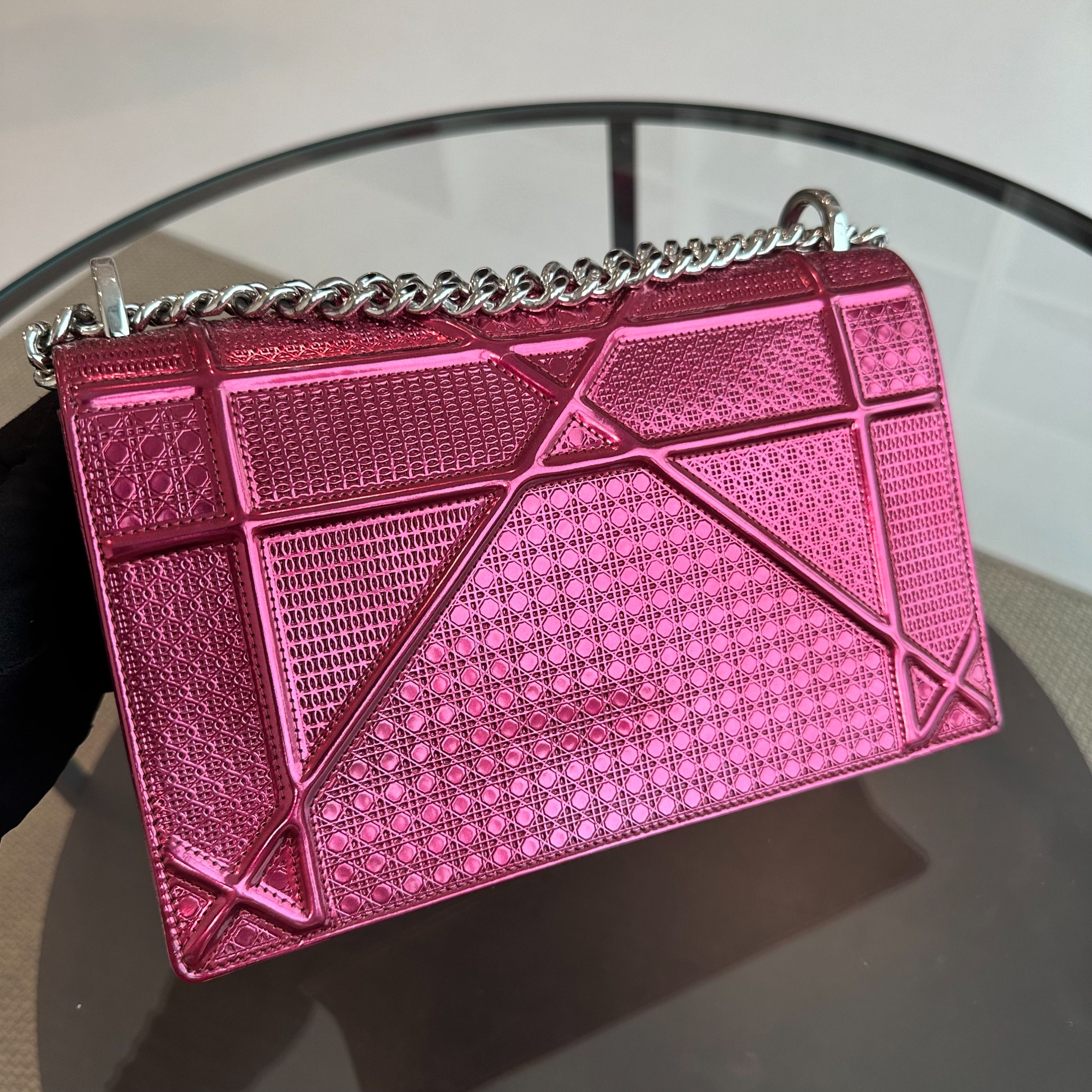 Dior Diorama Medium Metallic Ama Micro-Cannage Pink SHW - Luxury Evermore