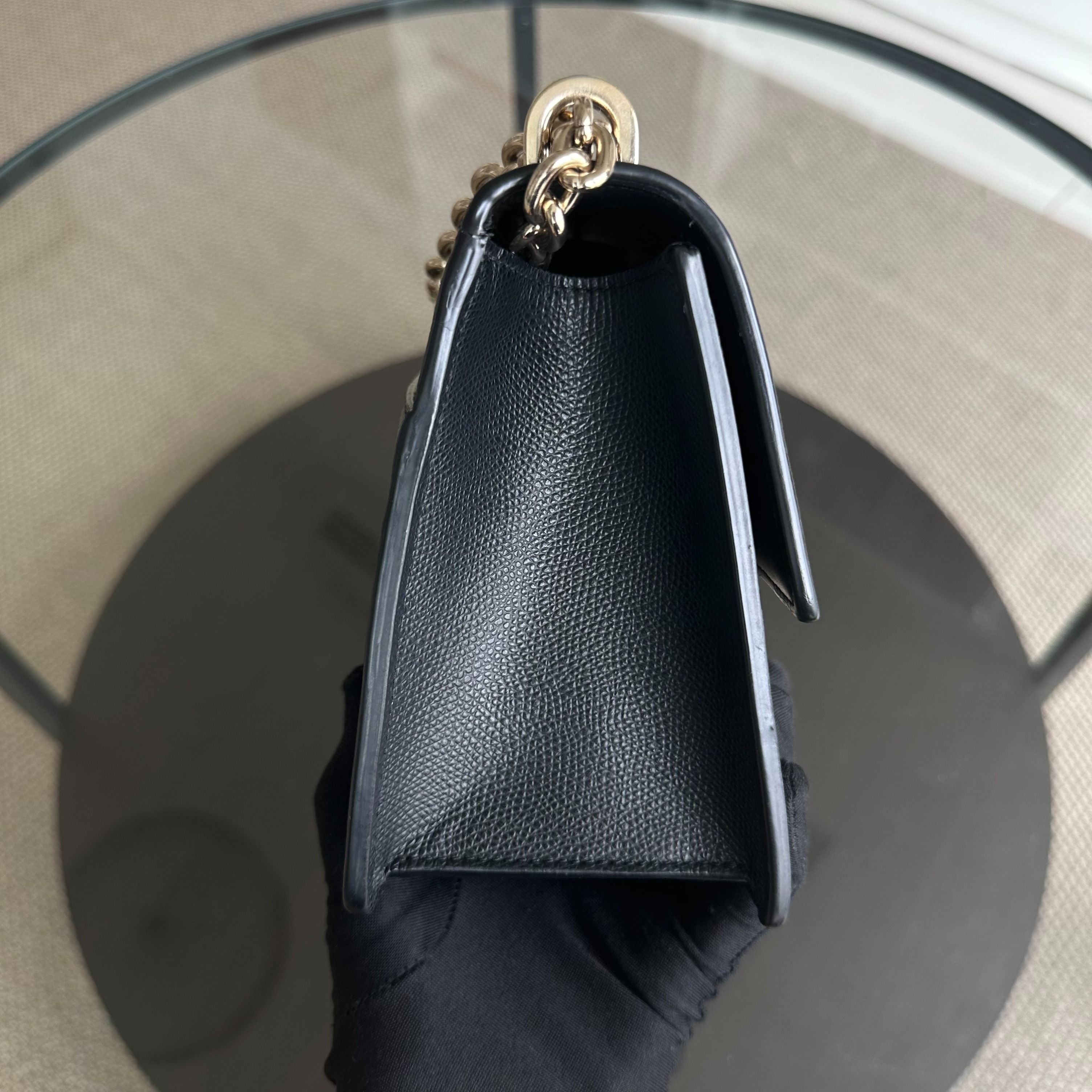 Dior East West Montaigne 30 Grained Calfskin Black LGHW - Luxury Evermore