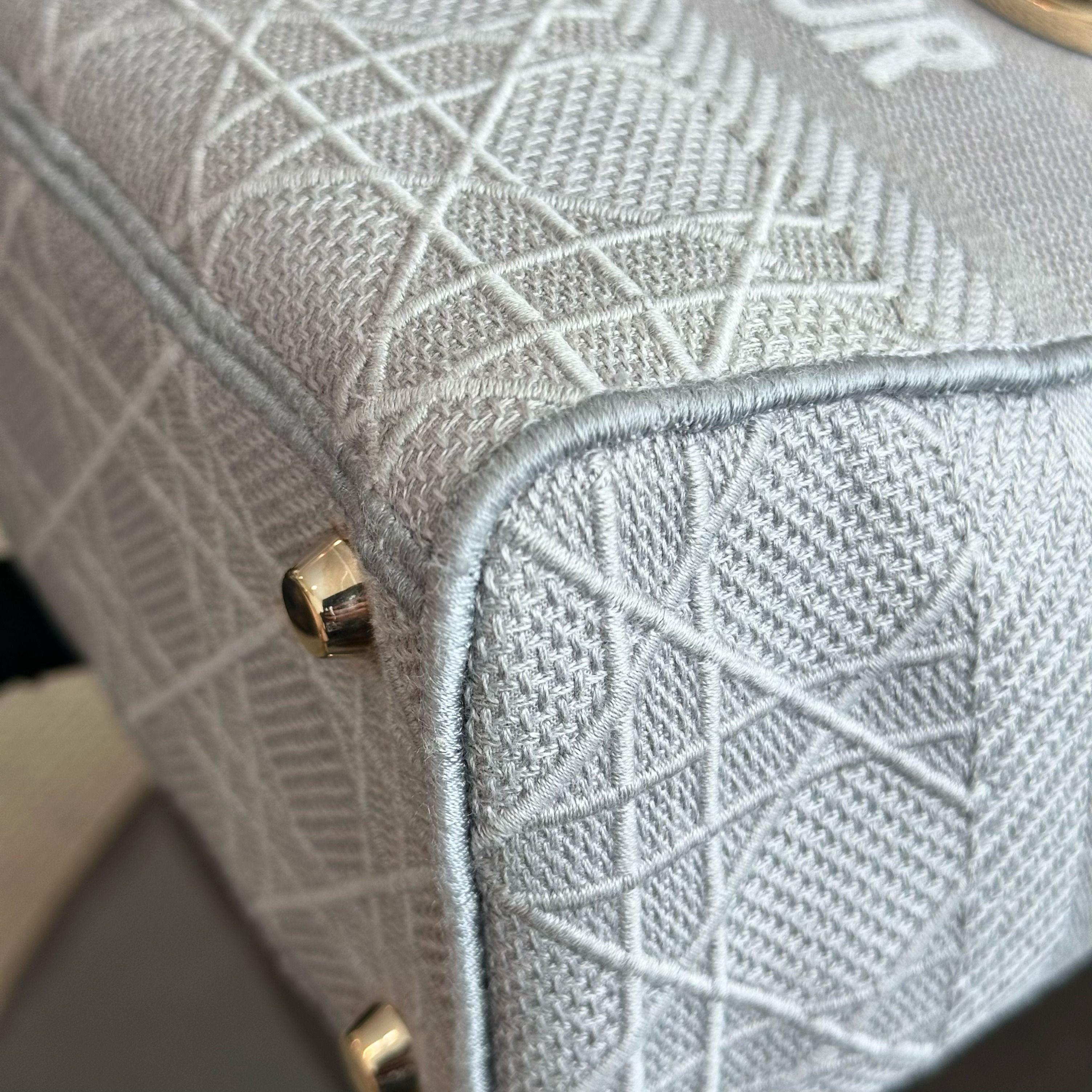 Dior Lady D-Lite Cannage Embroidery D Lite Grey GHW - Luxury Evermore