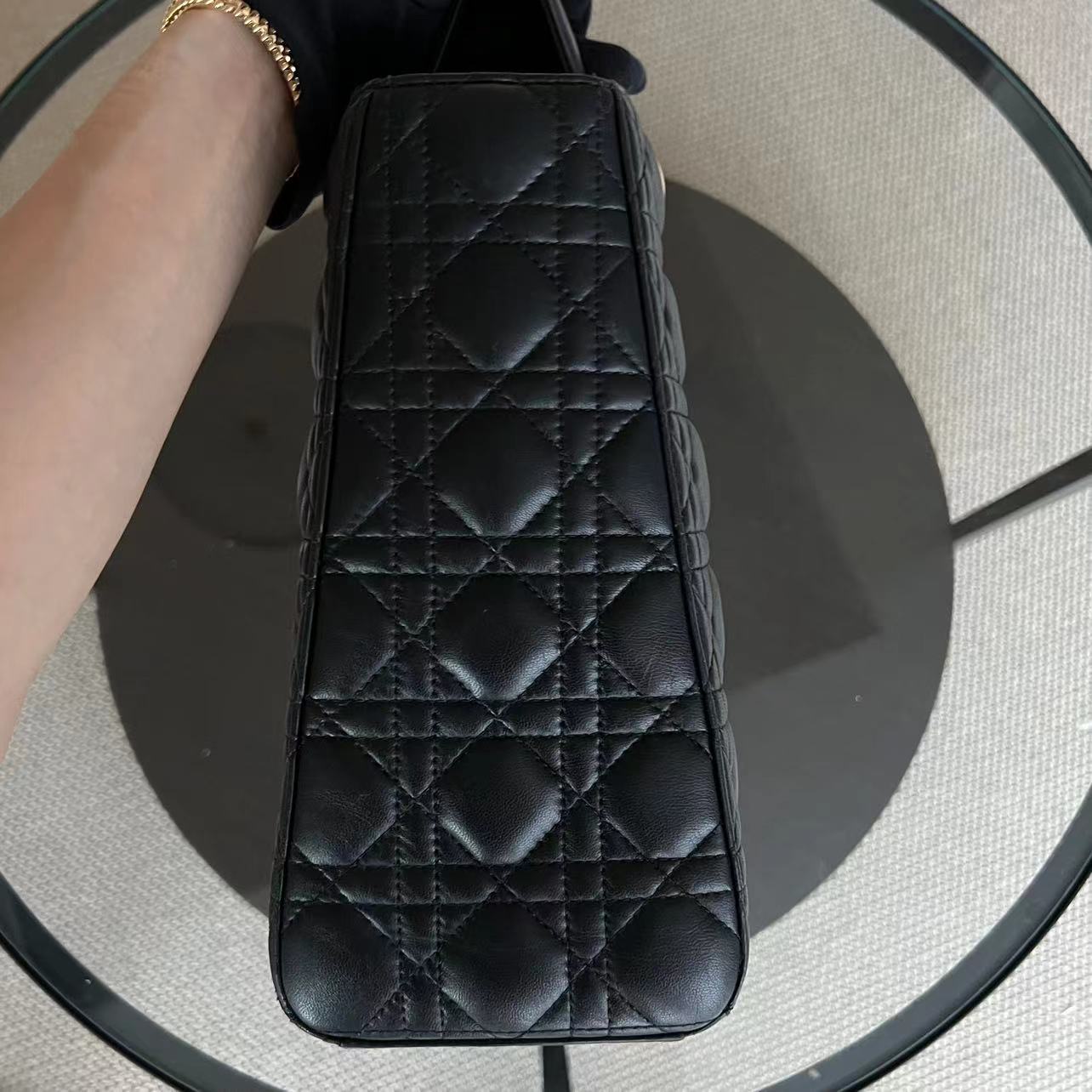 Dior Lady Large Cannage Lambskin Black Golden Hardware - Luxury Evermore