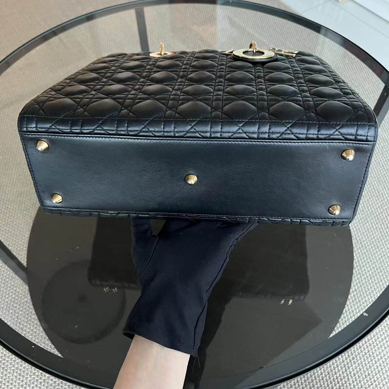 Dior Lady Large Cannage Lambskin Black Golden Hardware - Luxury Evermore