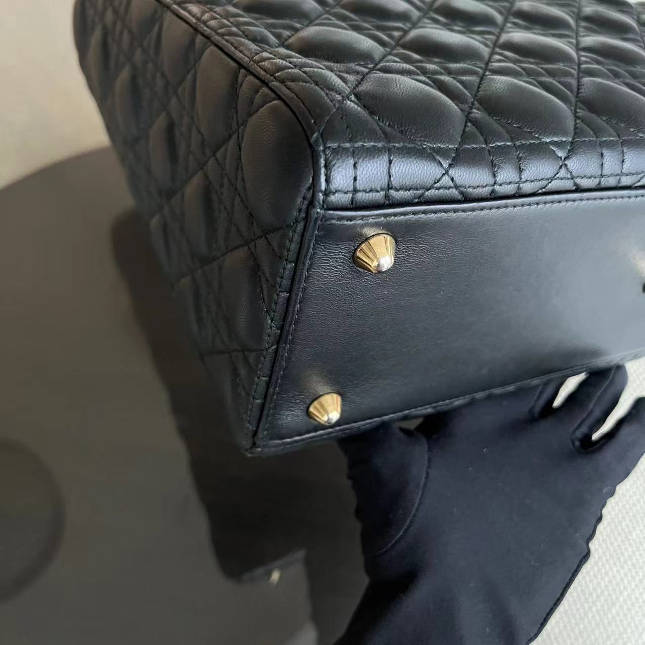 Dior Lady Large Cannage Lambskin Black Golden Hardware - Luxury Evermore