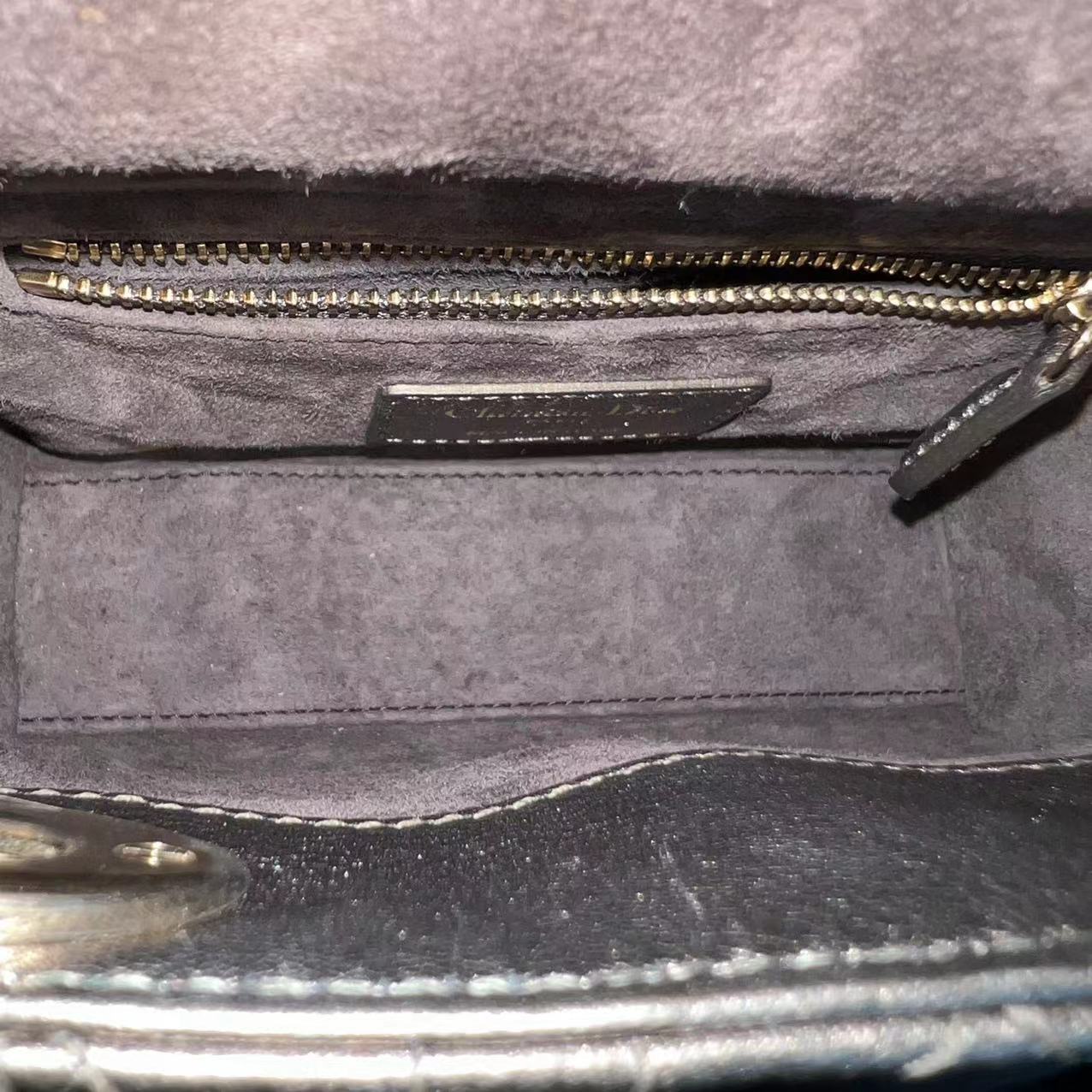 Dior Lady Mini Calfskin Cannage Metallic Bronze Gold GHW - Luxury Evermore