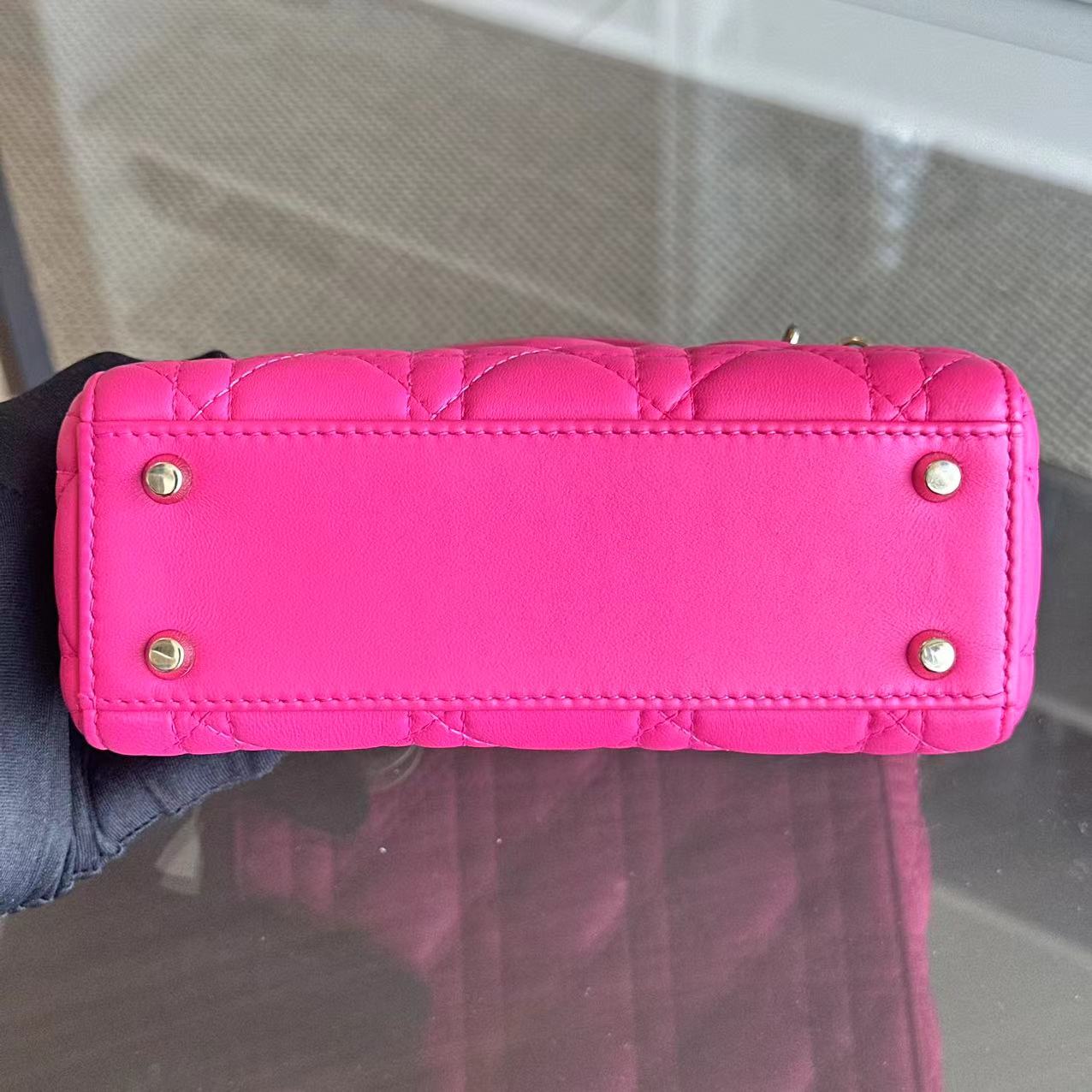 Dior Lady Mini Cannage Lambskin Hot Pink GHW - Luxury Evermore