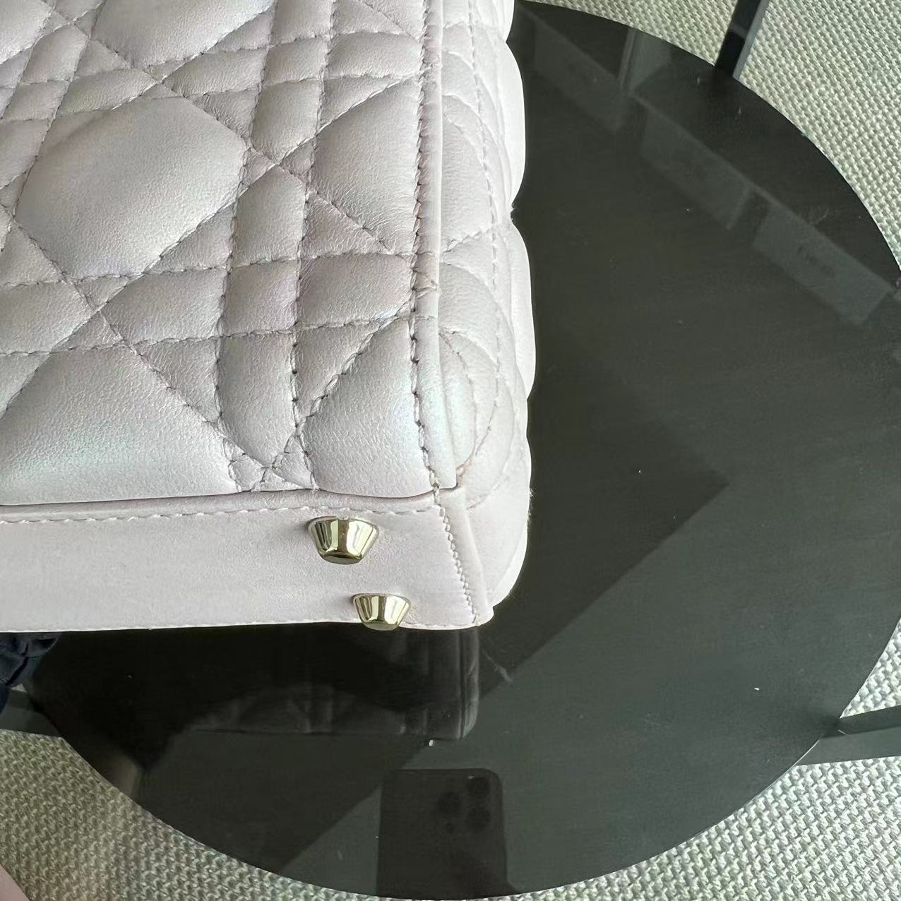 Dior Lady Mini Cannage Lambskin Light Sakura Pink Golden Hardware Chain Strap - Luxury Evermore