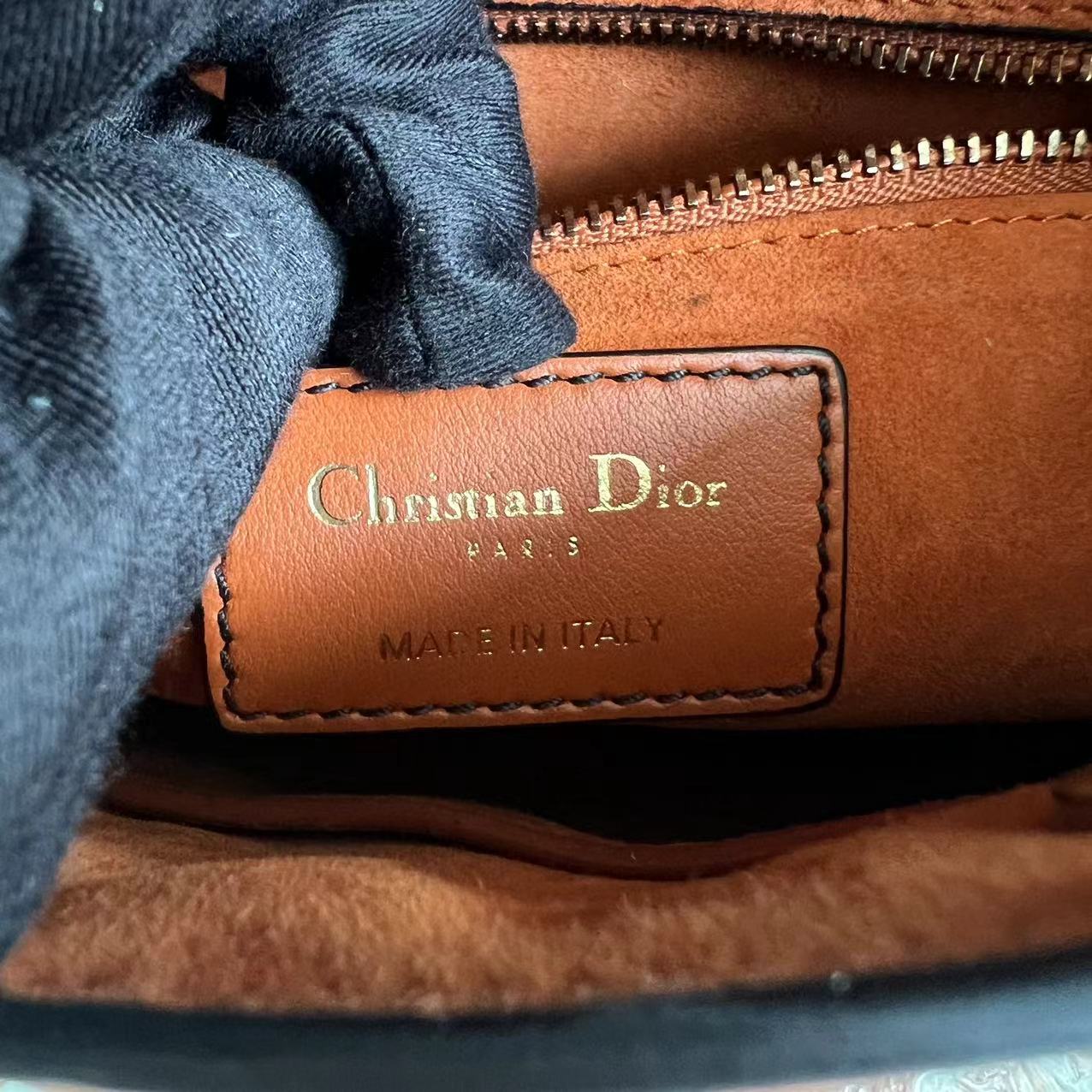 Dior Lady Mini Studded Calfskin Caramel Golden Hardware - Luxury Evermore