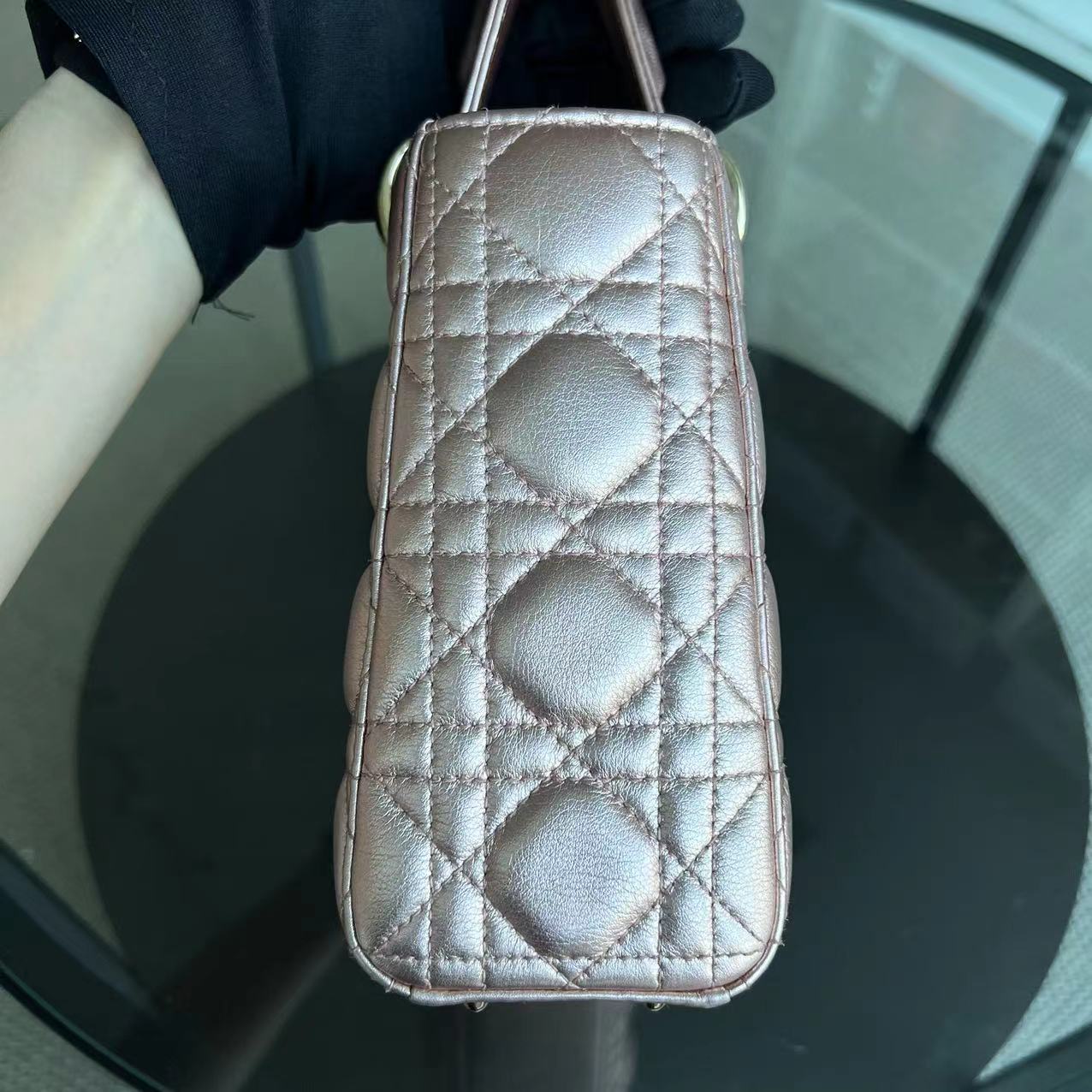 Dior Lady Small ABC MyABC Cannage Lambskin Iridescent Light Pink Golden Hardware - Luxury Evermore
