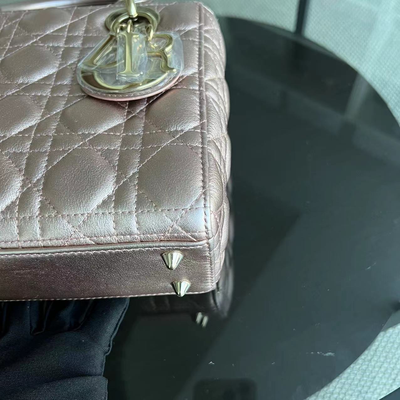 Dior Lady Small ABC MyABC Cannage Lambskin Iridescent Light Pink Golden Hardware - Luxury Evermore