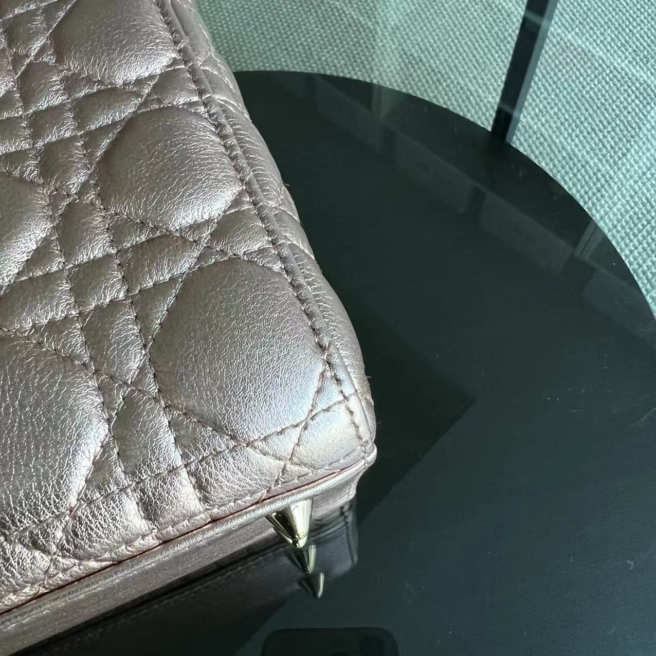 Dior Lady Small ABC MyABC Cannage Lambskin Iridescent Light Pink Golden Hardware - Luxury Evermore