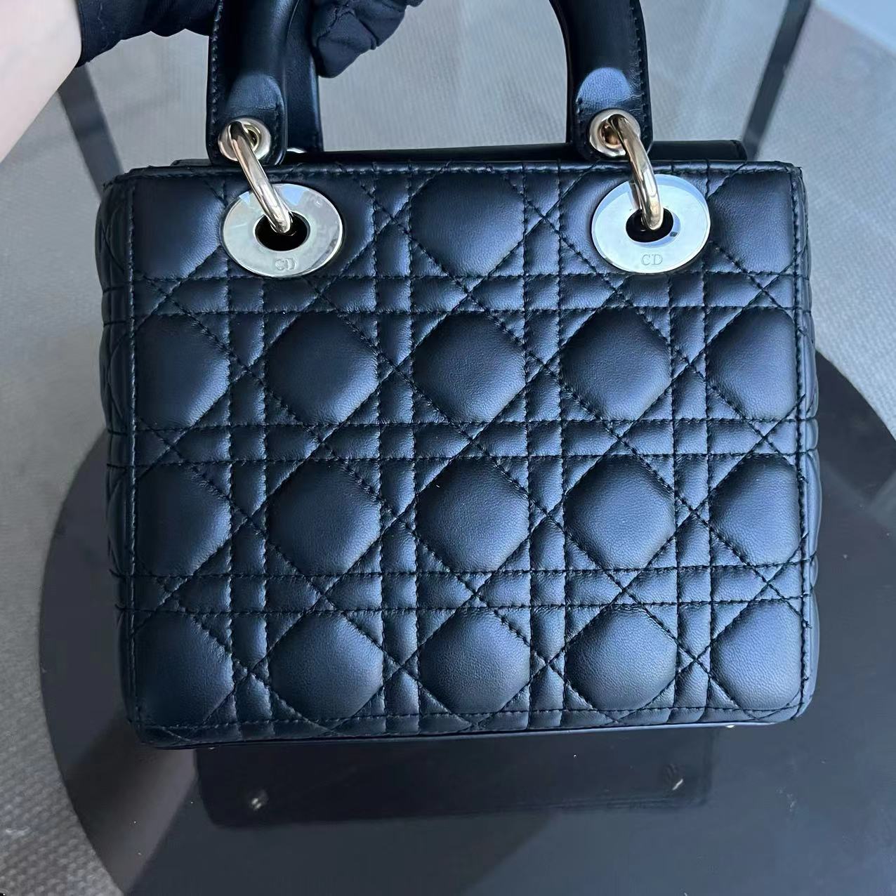Dior Lady Small Cannage Lambskin Black Silver Hardware ABC MyABC - Luxury Evermore