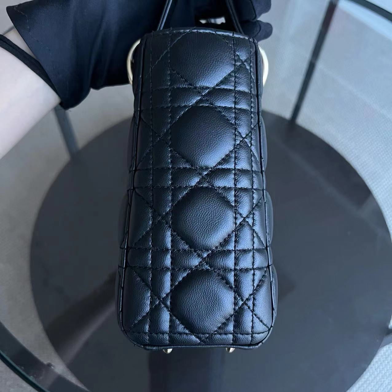 Dior Lady Small Cannage Lambskin Black Silver Hardware ABC MyABC - Luxury Evermore
