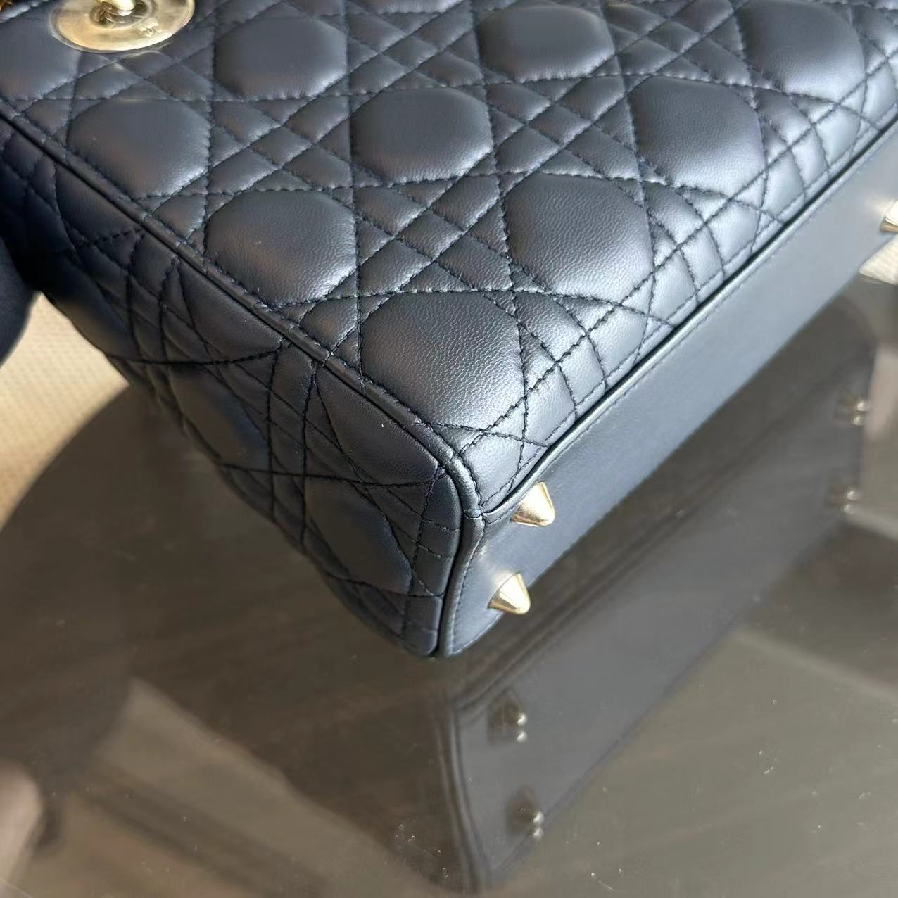 Dior Lady Small Cannage Lambskin Charm Badge ABC MYABC Dark Grey Gray GHW - Luxury Evermore