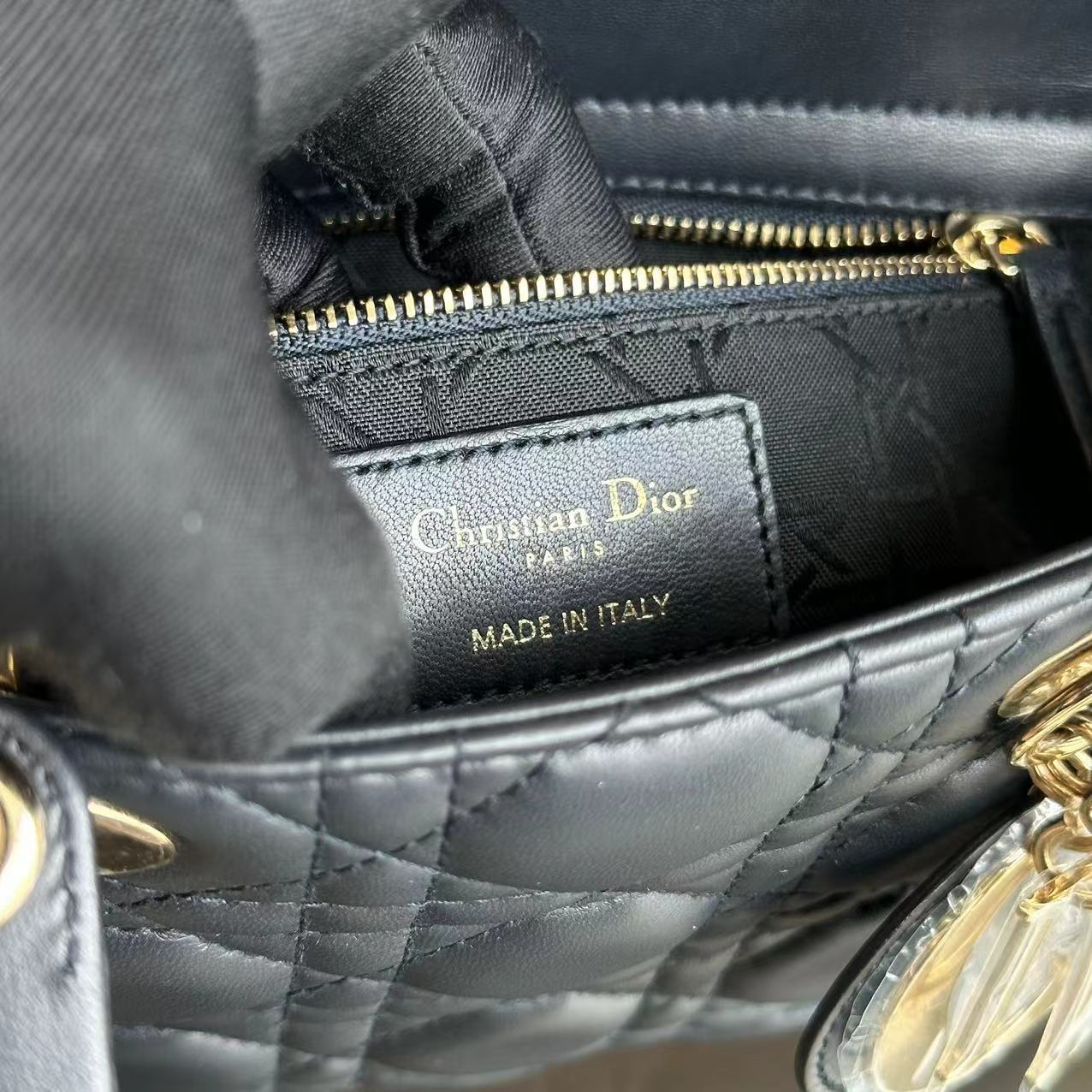 Dior Lady Small Cannage Lambskin Charm Badge ABC MYABC Dark Grey Gray GHW - Luxury Evermore