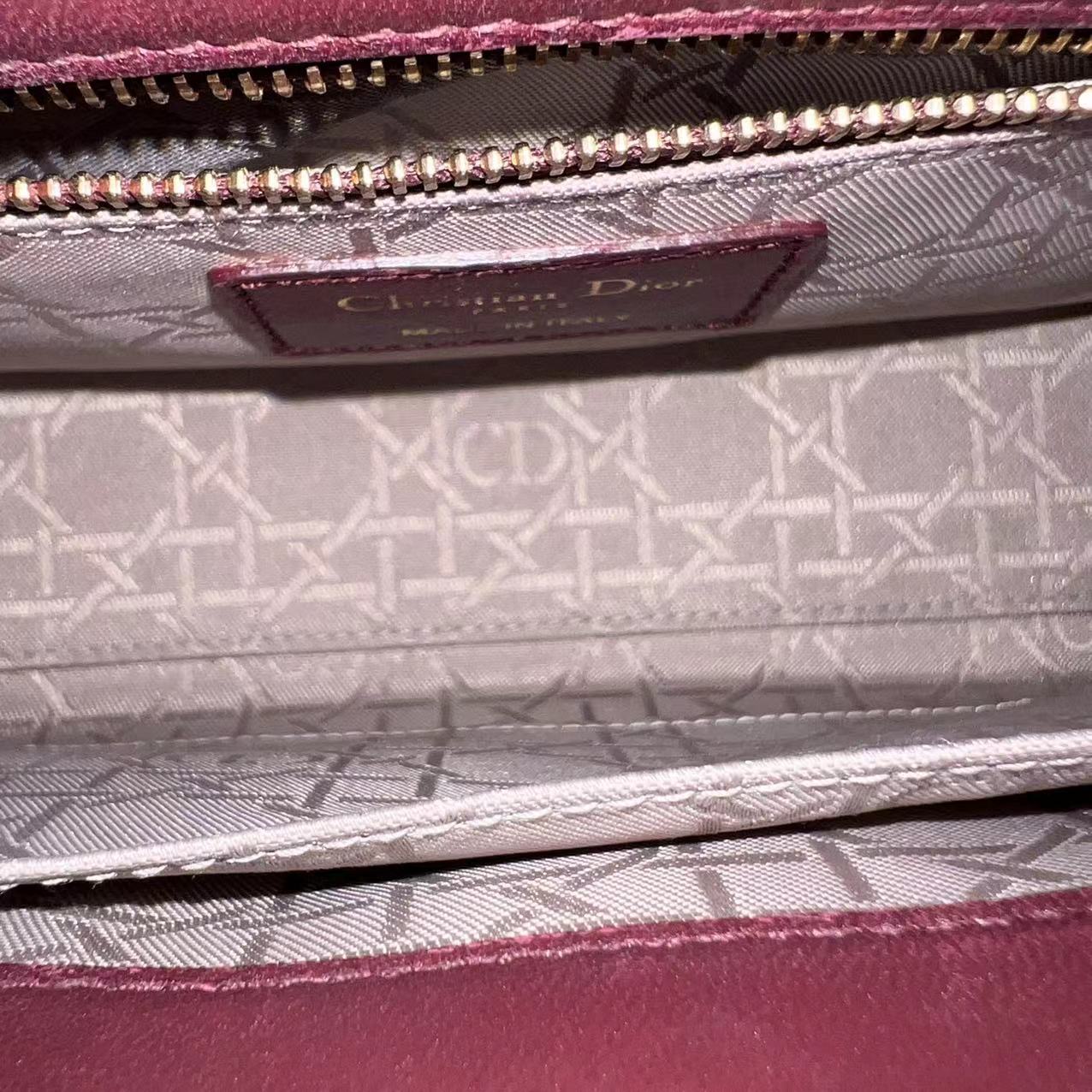 Dior Lady Small Cannage Lambskin Dark Red Burgundy Golden Hardware ABC MyABC - Luxury Evermore