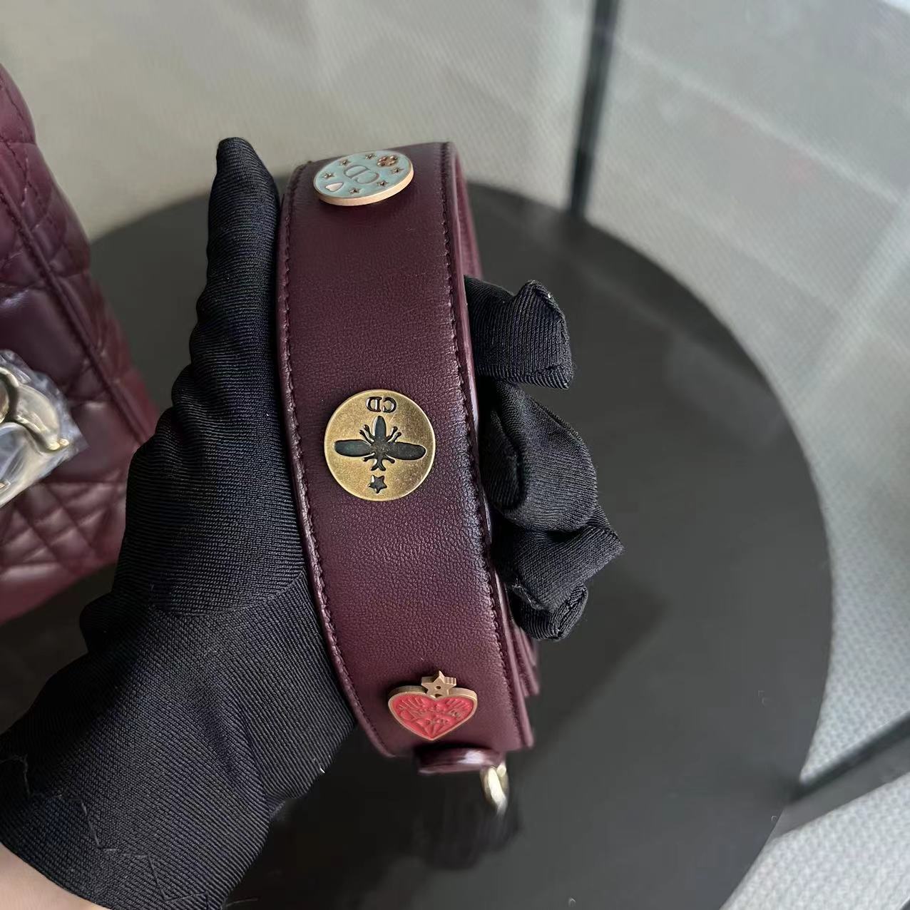 Dior Lady Small Cannage Lambskin Dark Red Burgundy Golden Hardware ABC MyABC - Luxury Evermore