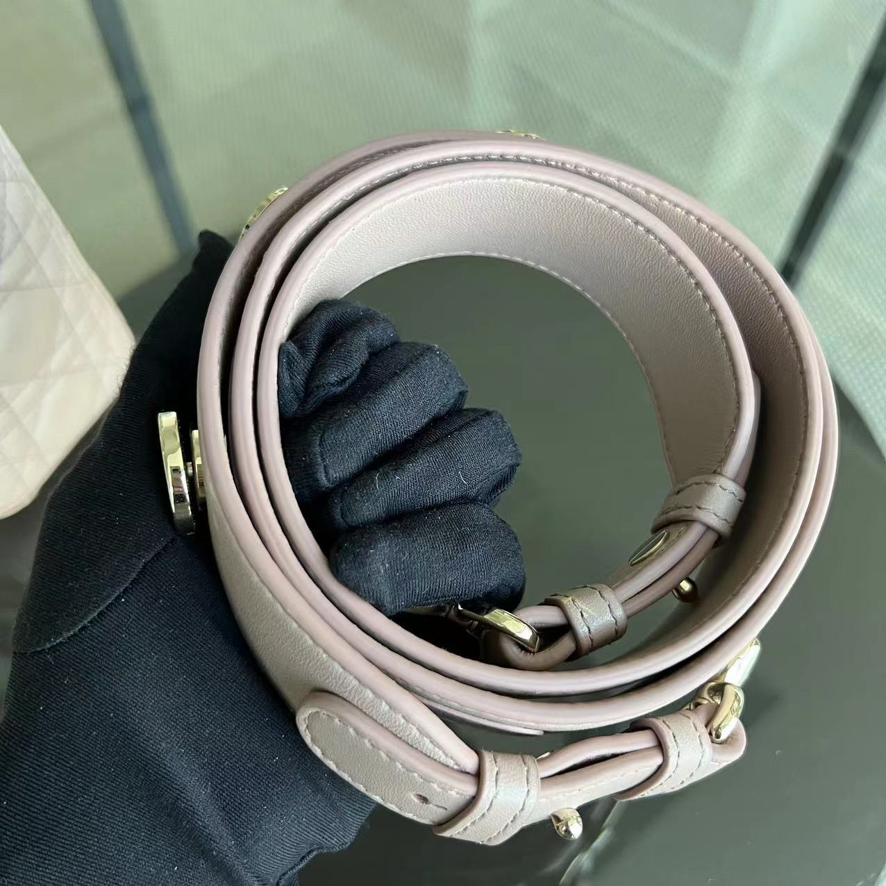 Dior Lady Small Cannage Lambskin Nude Pink Charm Badge ABC MYABC LGHW - Luxury Evermore