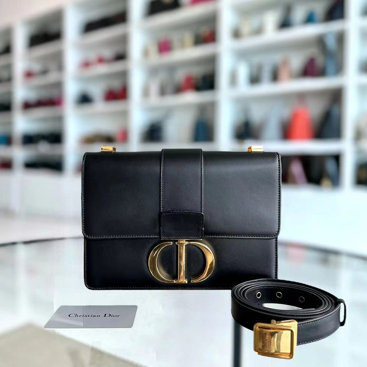 Dior Montaigne 30 Smooth Calfskin Black GHW - Luxury Evermore