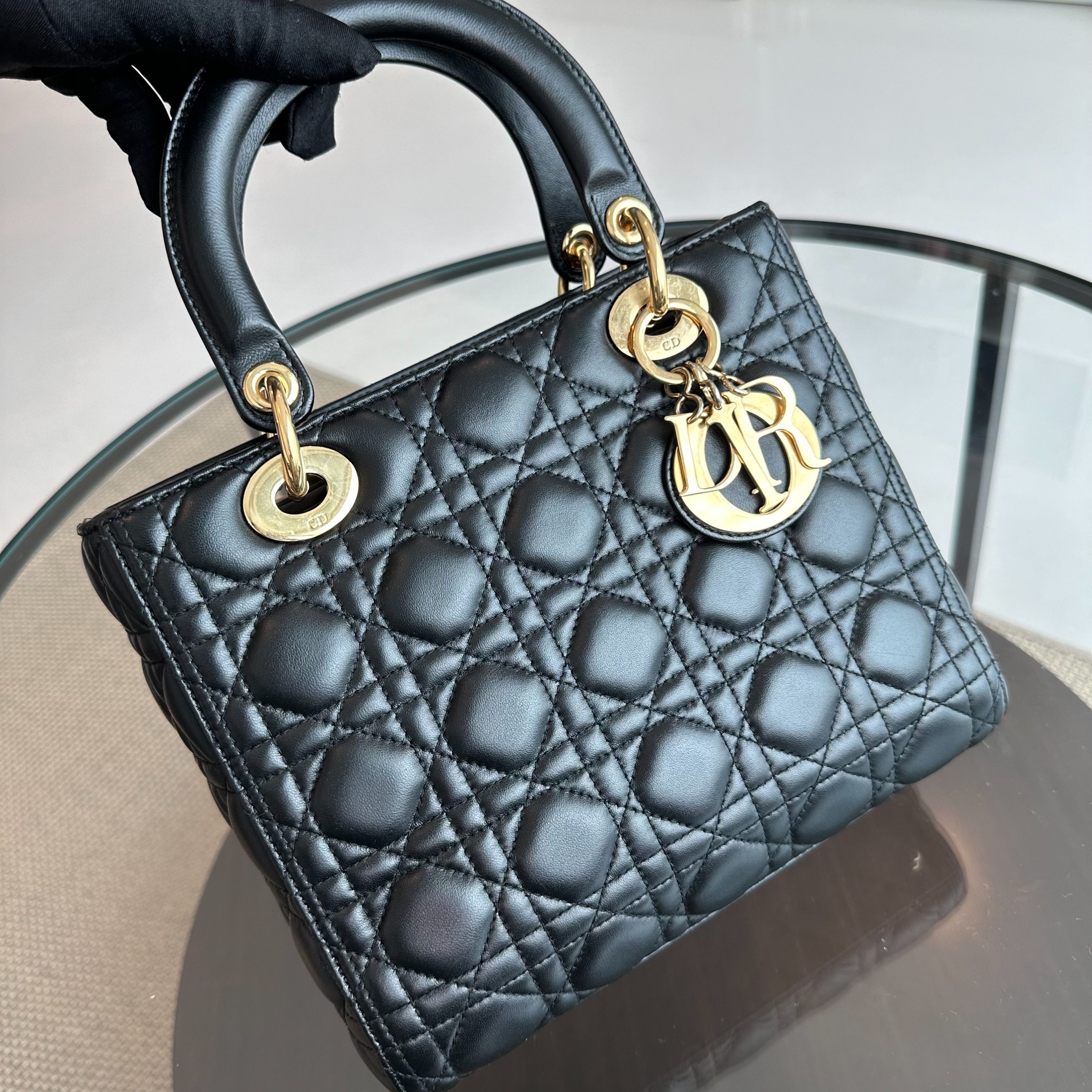 Lady Medium Black Lambskin GHW