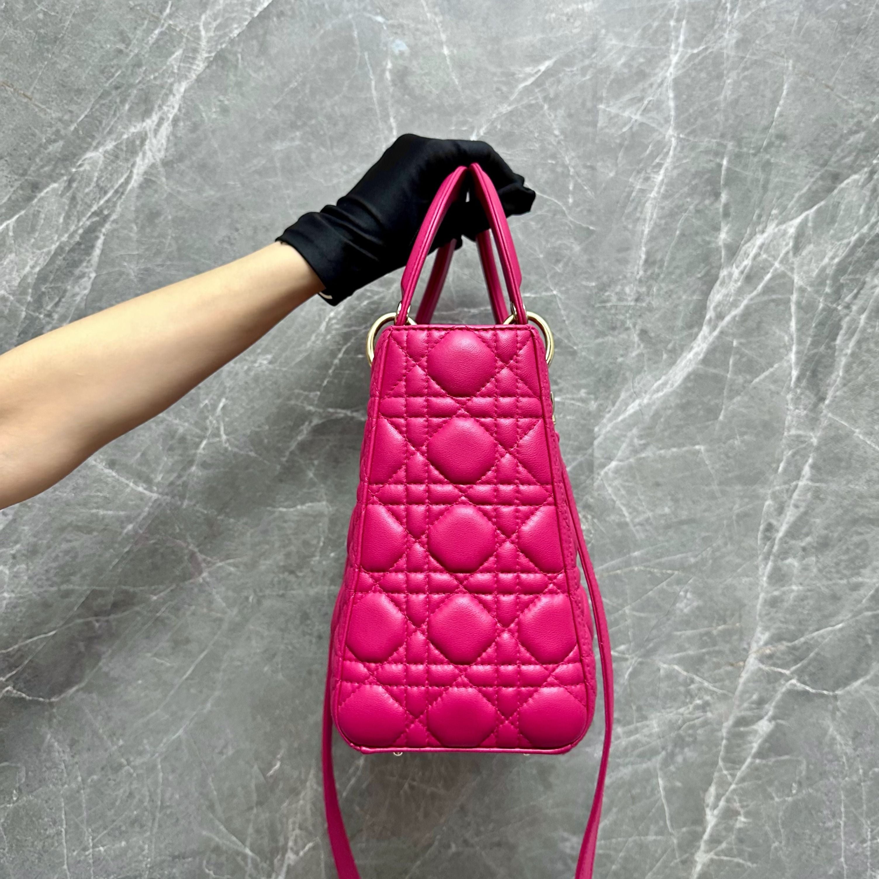 Lady Medium Lambskin Hot Pink GHW